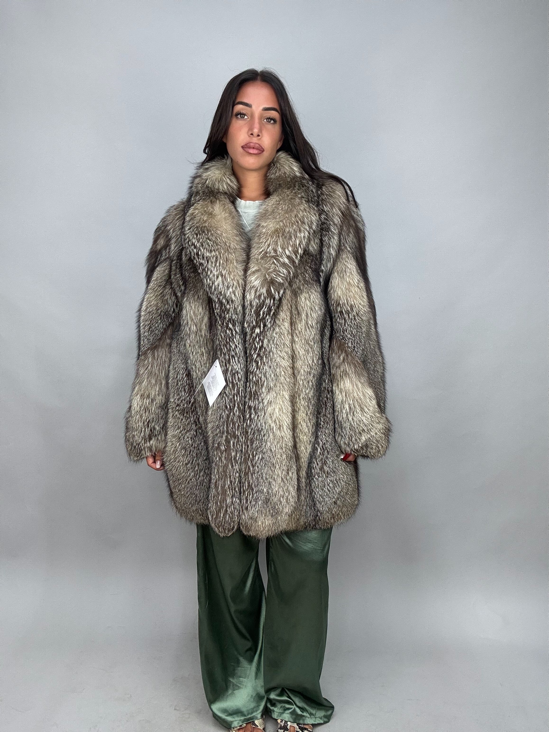 Giacca in volpe argentata