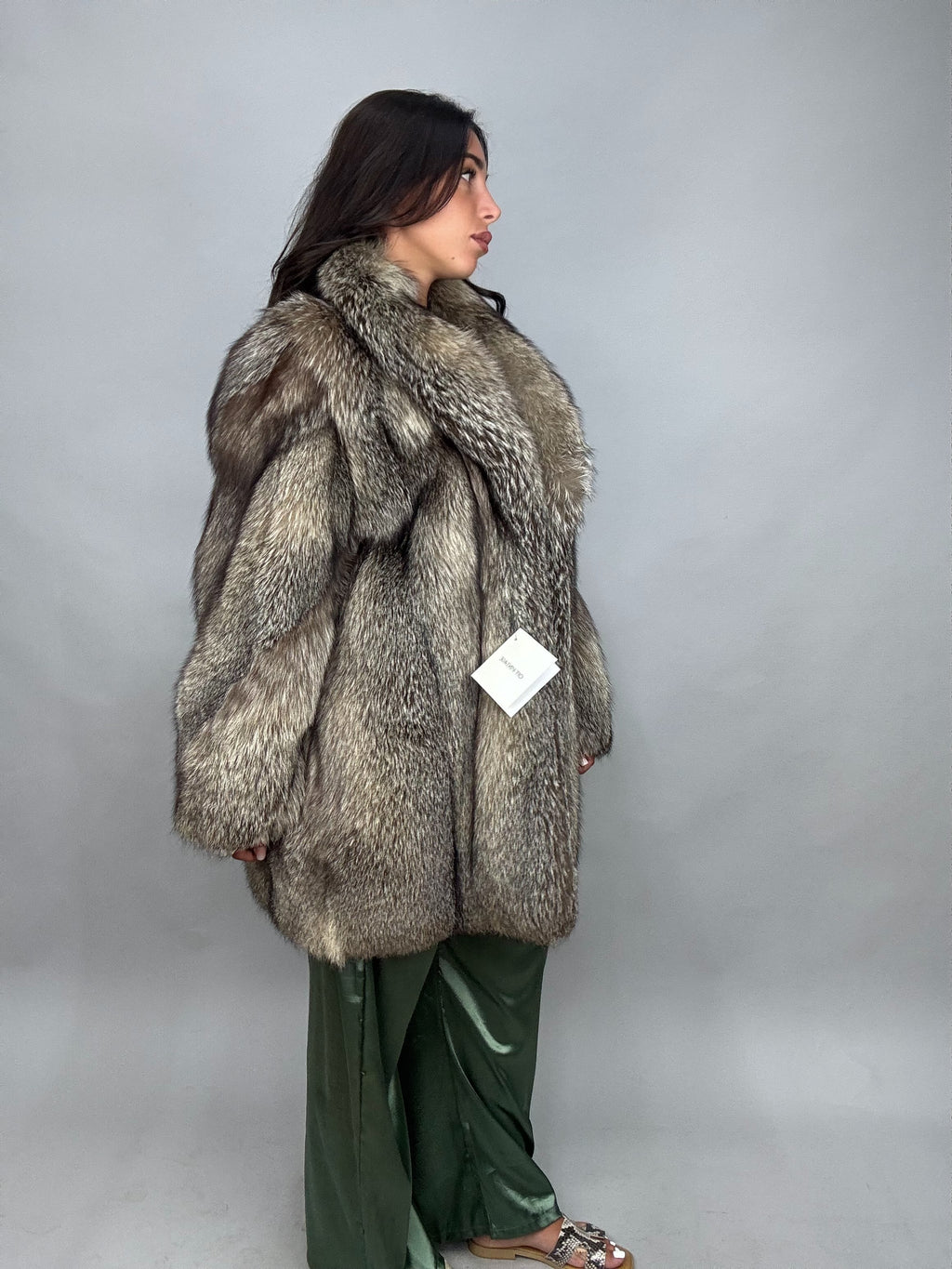 Giacca in volpe argentata