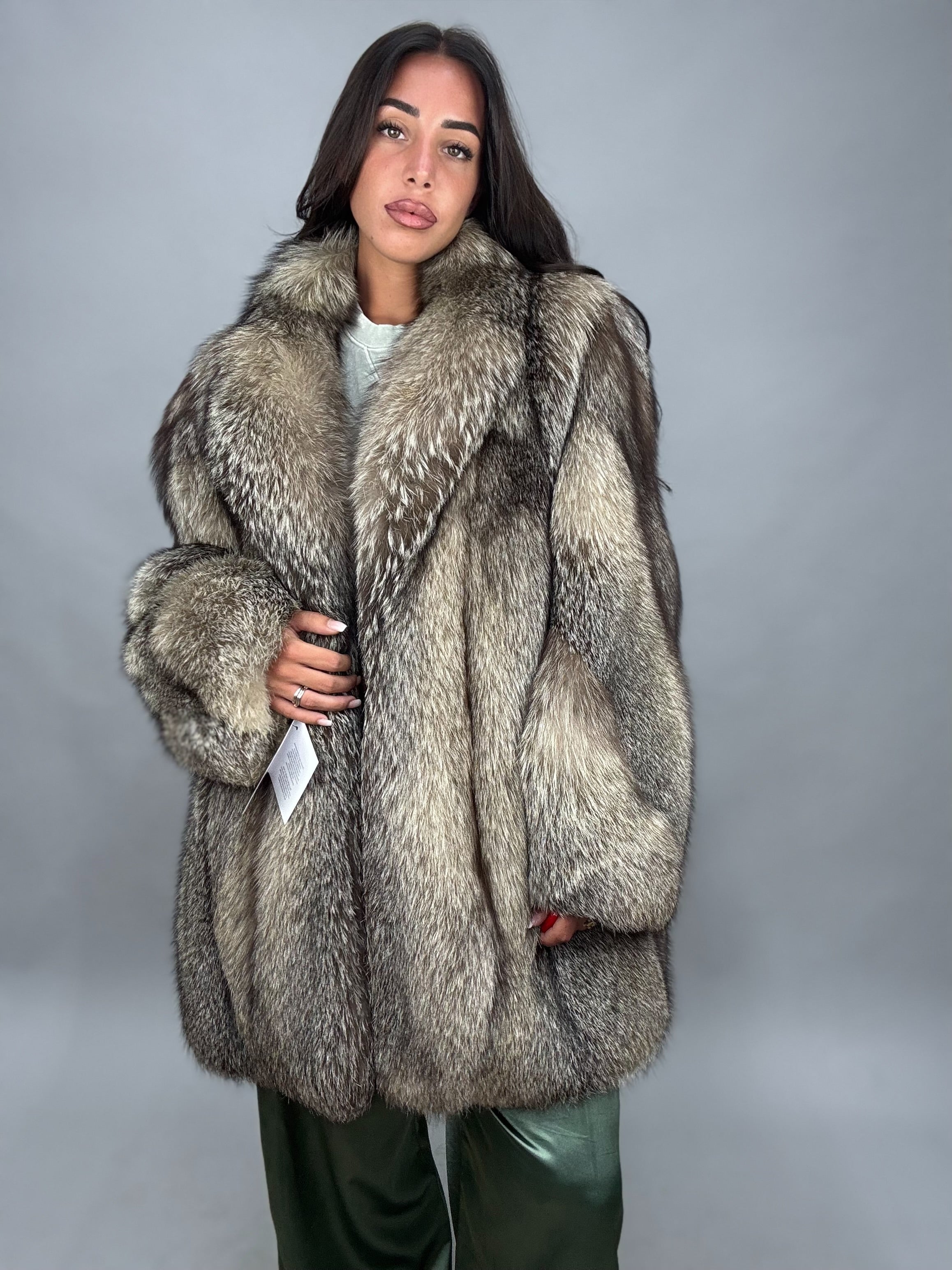 Giacca in volpe argentata