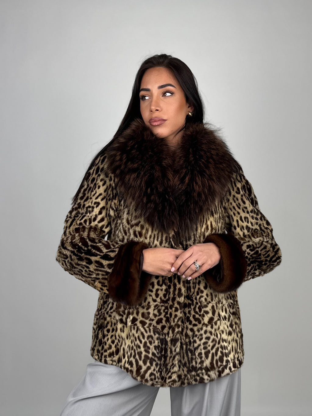 Giacca in leopardo e volpe N40