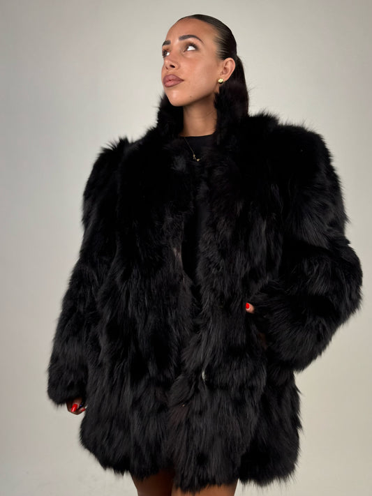 Giacca in volpe black reversibile N55