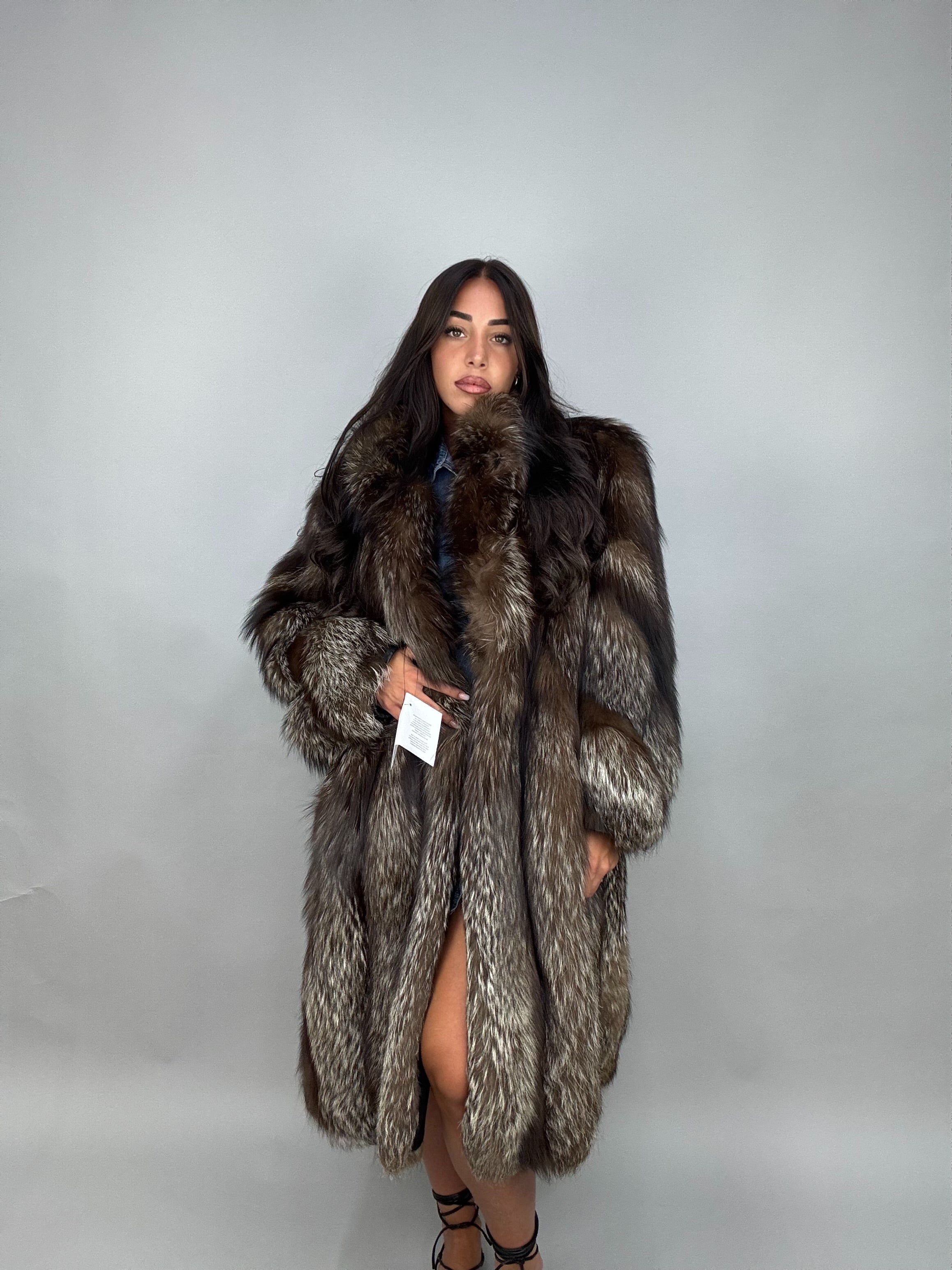 Cappotto in volpe argentata