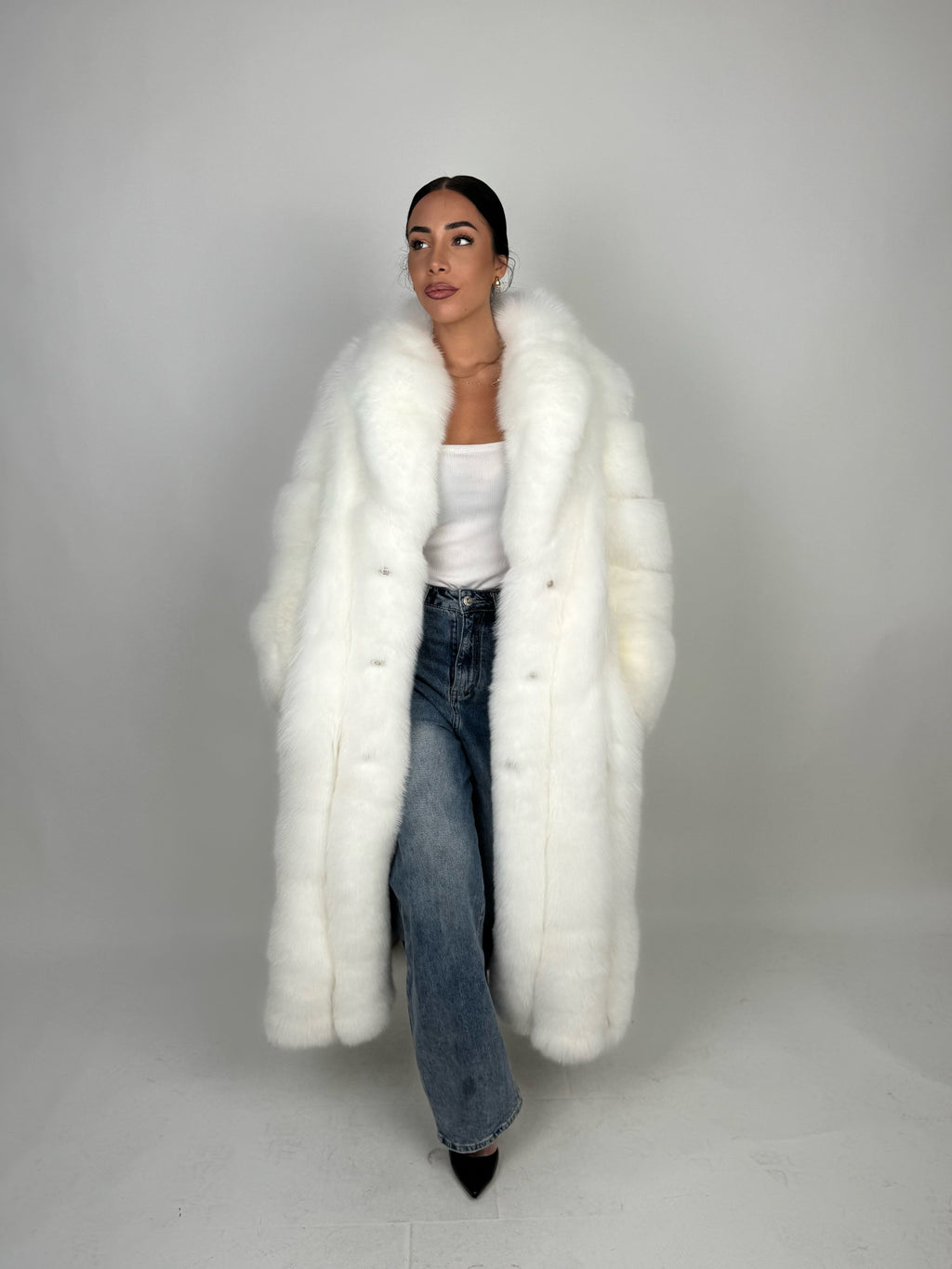 Cappotto in volpe Kima bianco