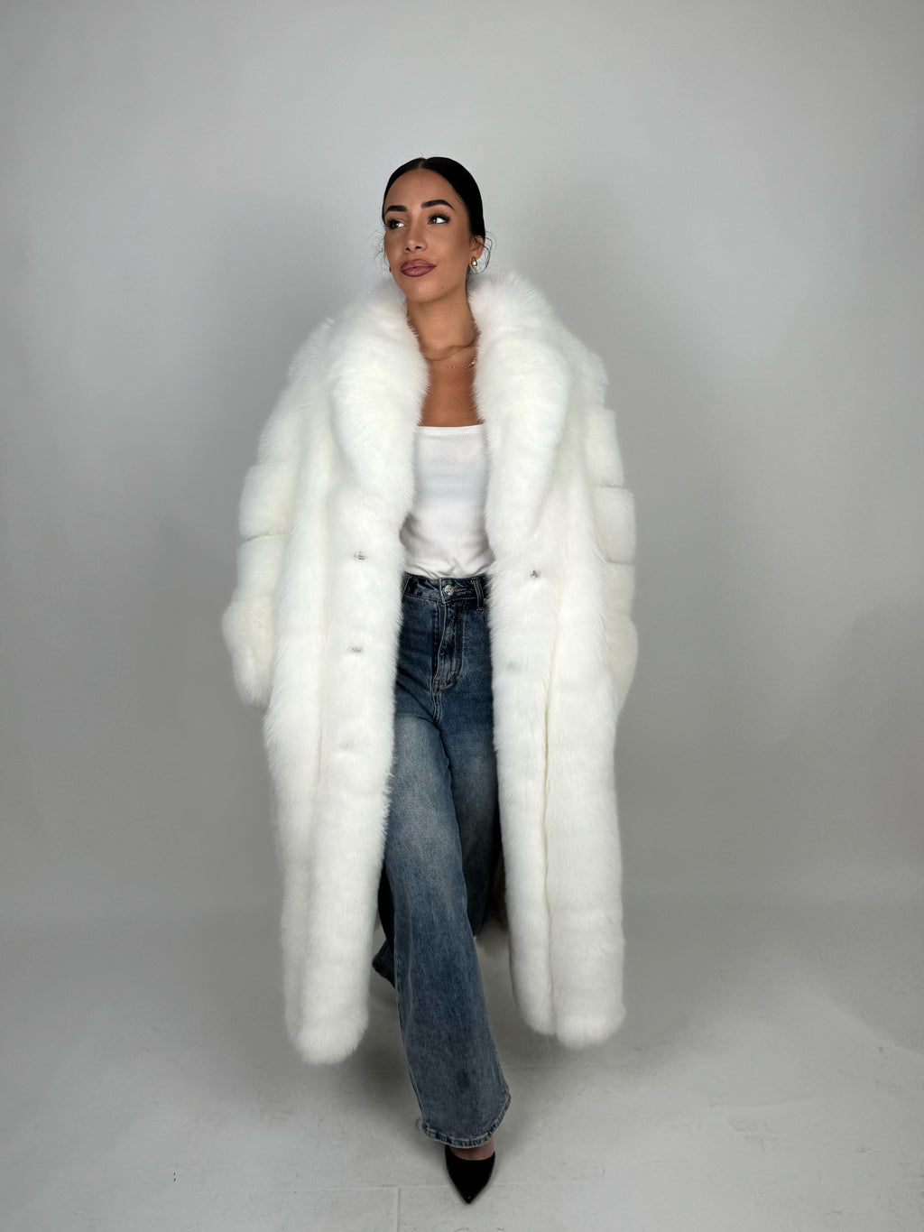 Cappotto in volpe Kima bianco