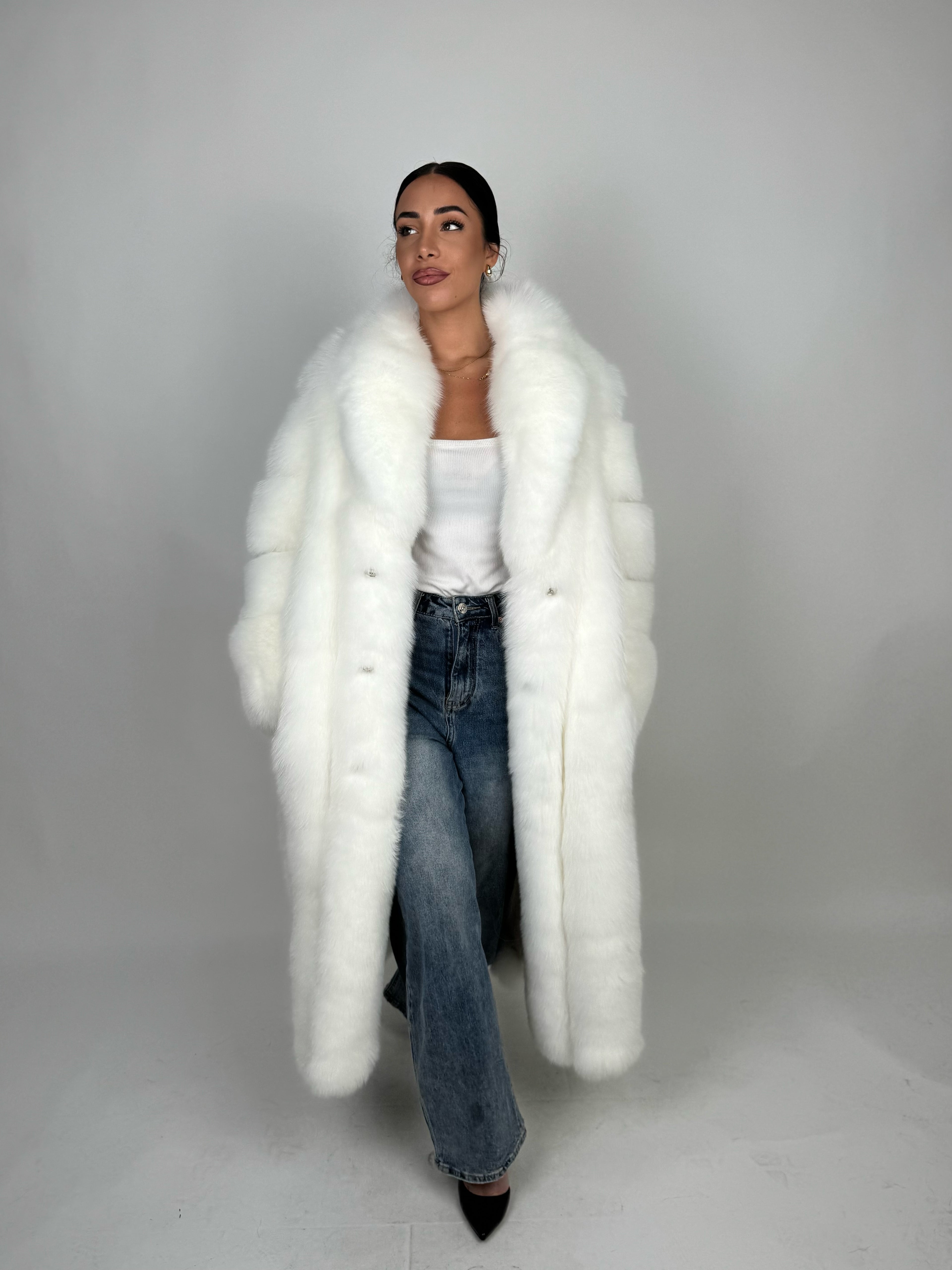 Cappotto in volpe Kima bianco