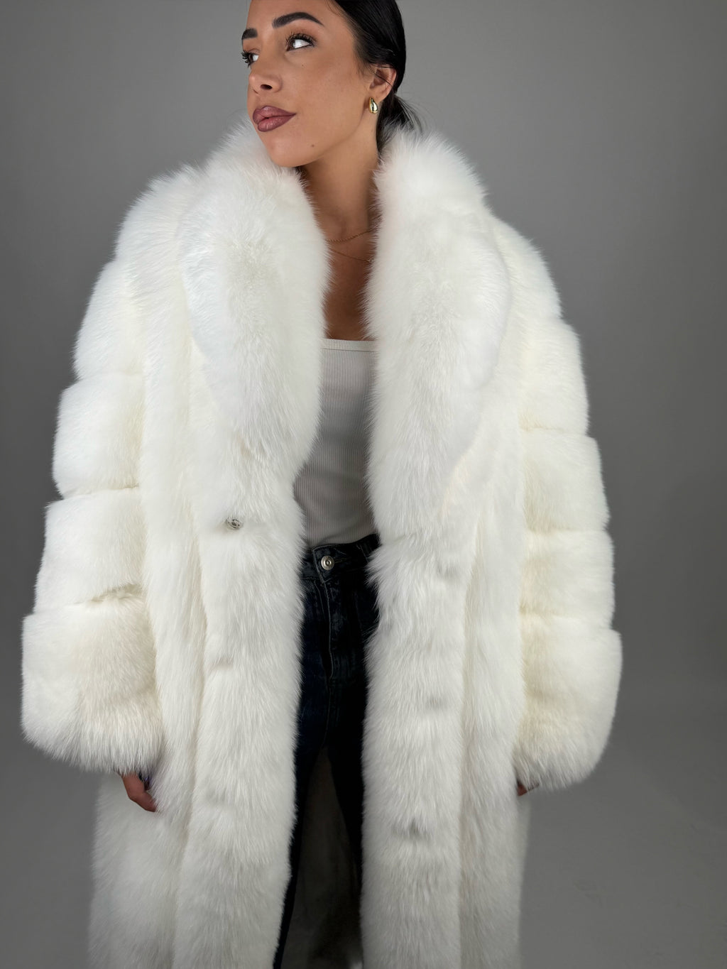 Cappotto in volpe Kima bianco