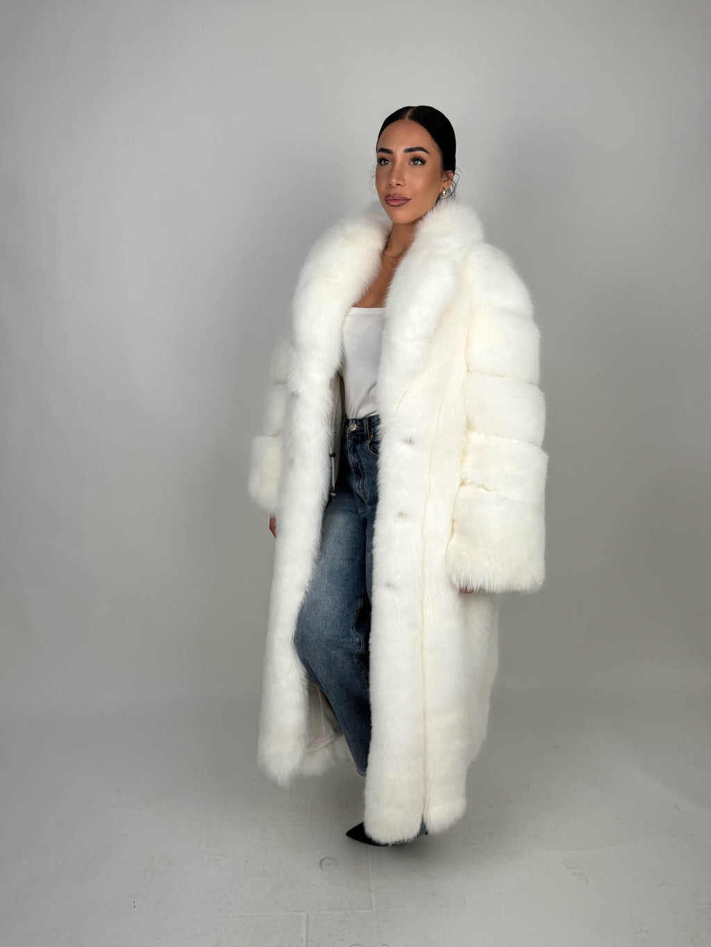 Cappotto in volpe Kima bianco