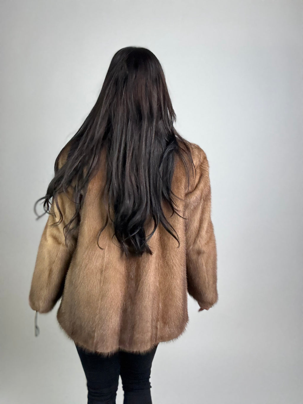 Mink vest with belt and hood