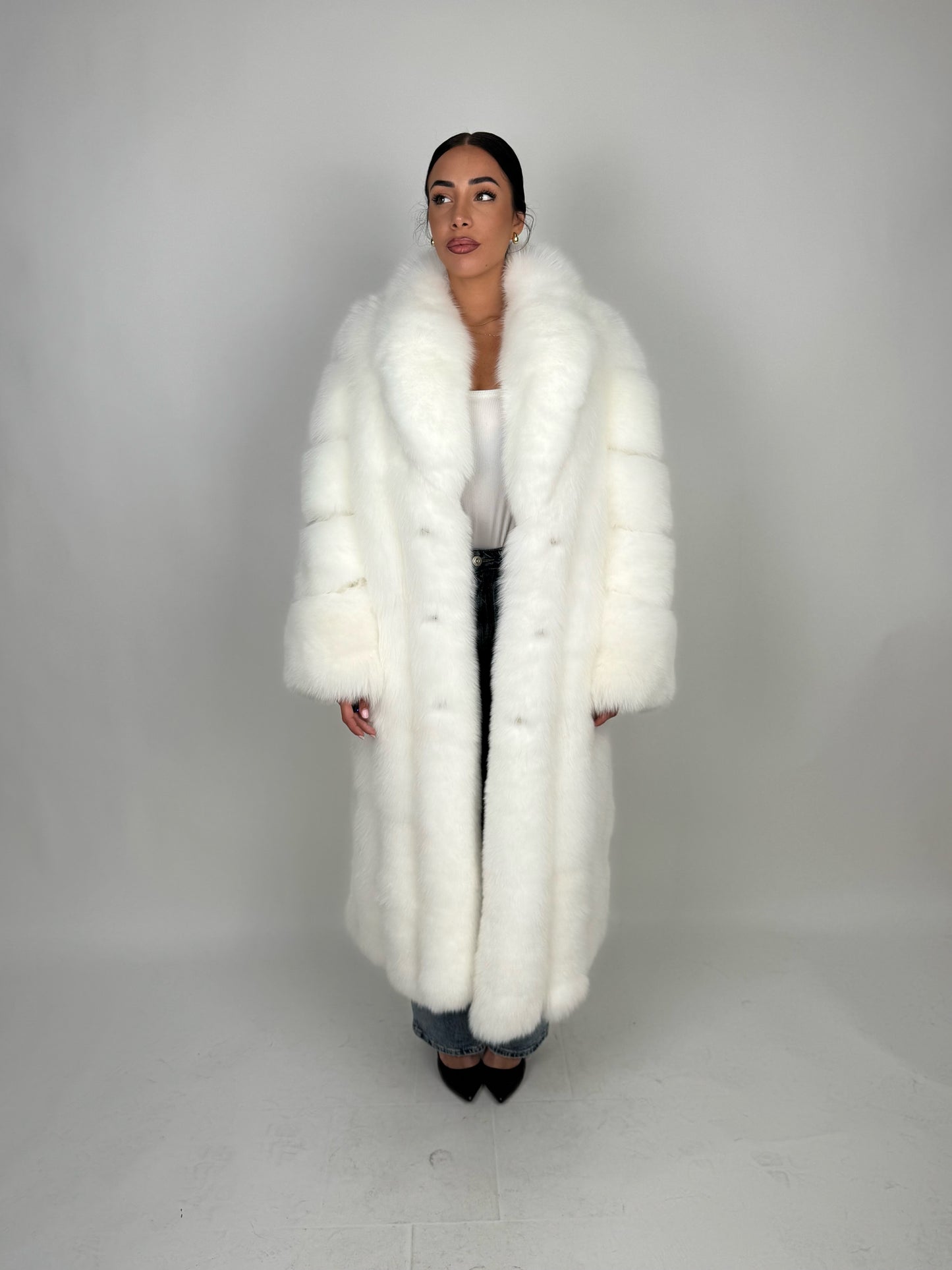 Cappotto in volpe Kima bianco