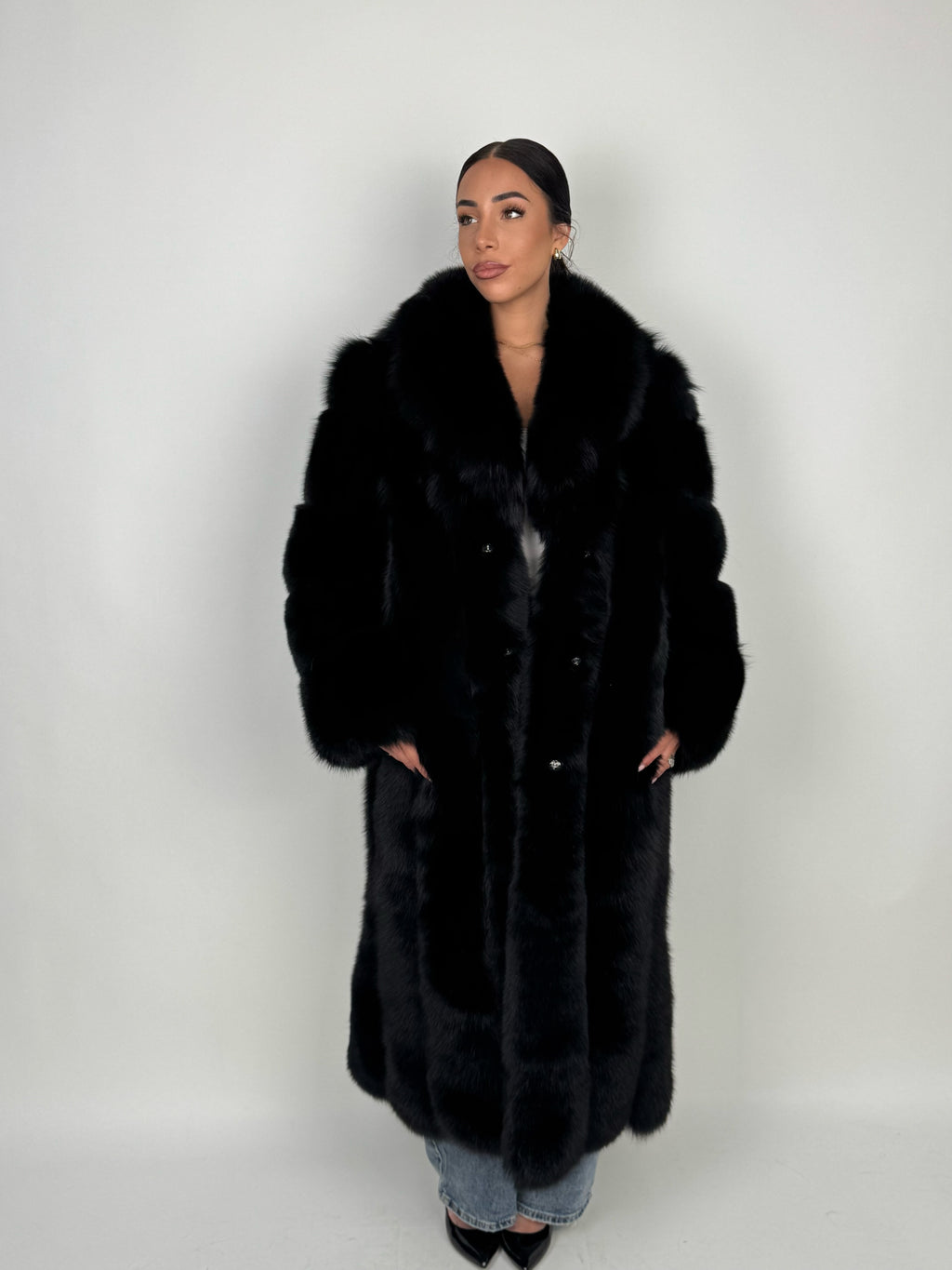 Cappotto in volpe Kima nero