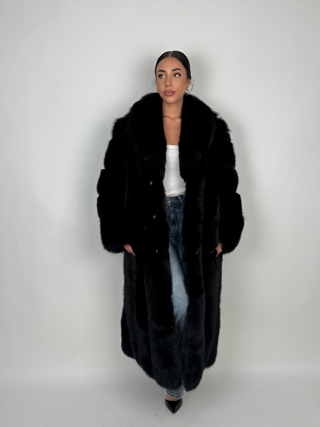 Cappotto in volpe Kima nero