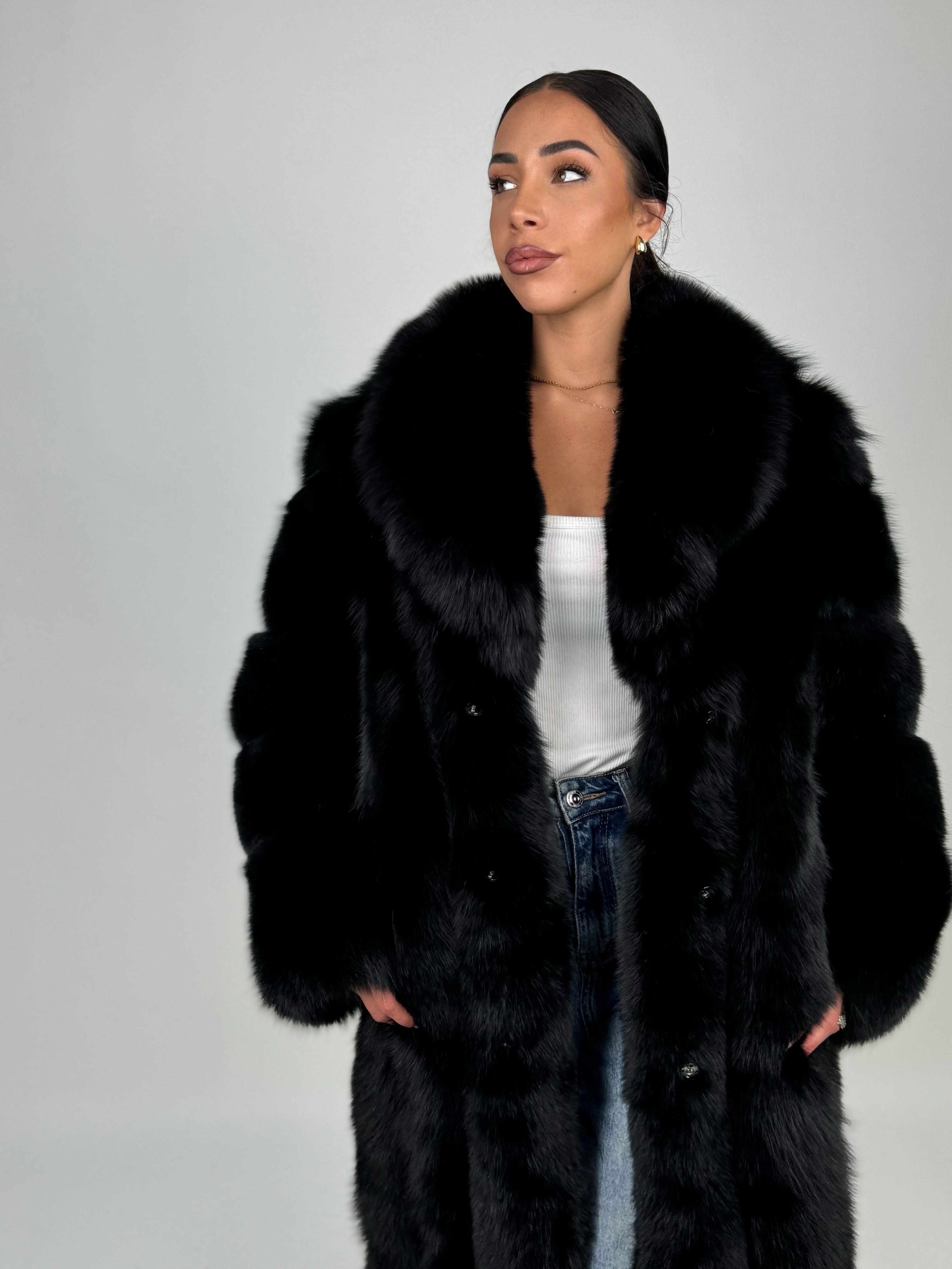 Cappotto in volpe Kima nero