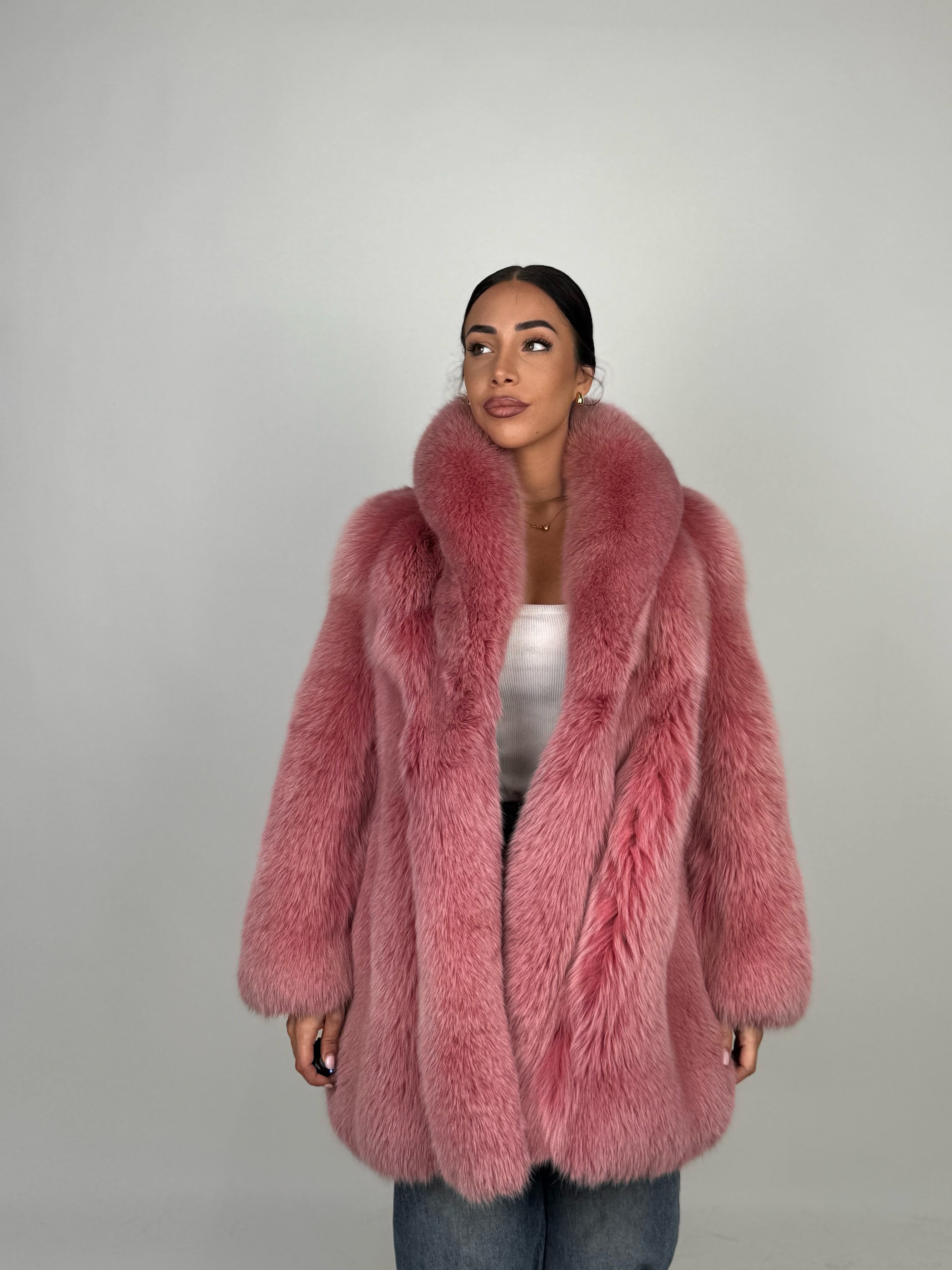 Giacca in volpe pink N586