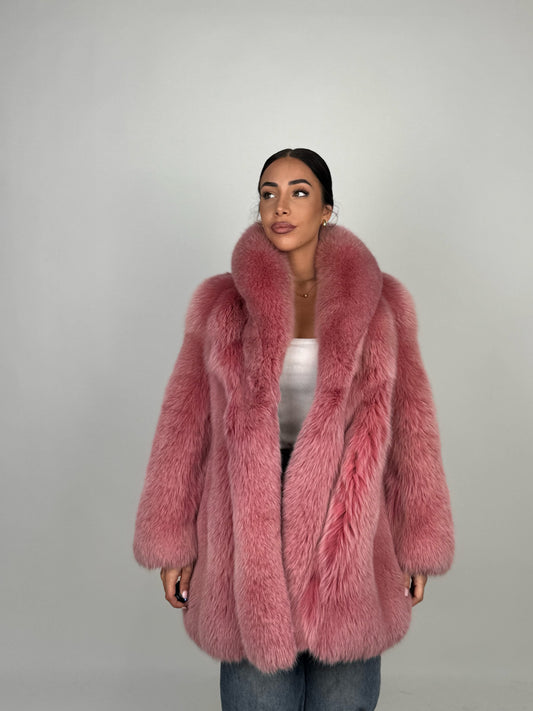 Giacca in volpe pink N586