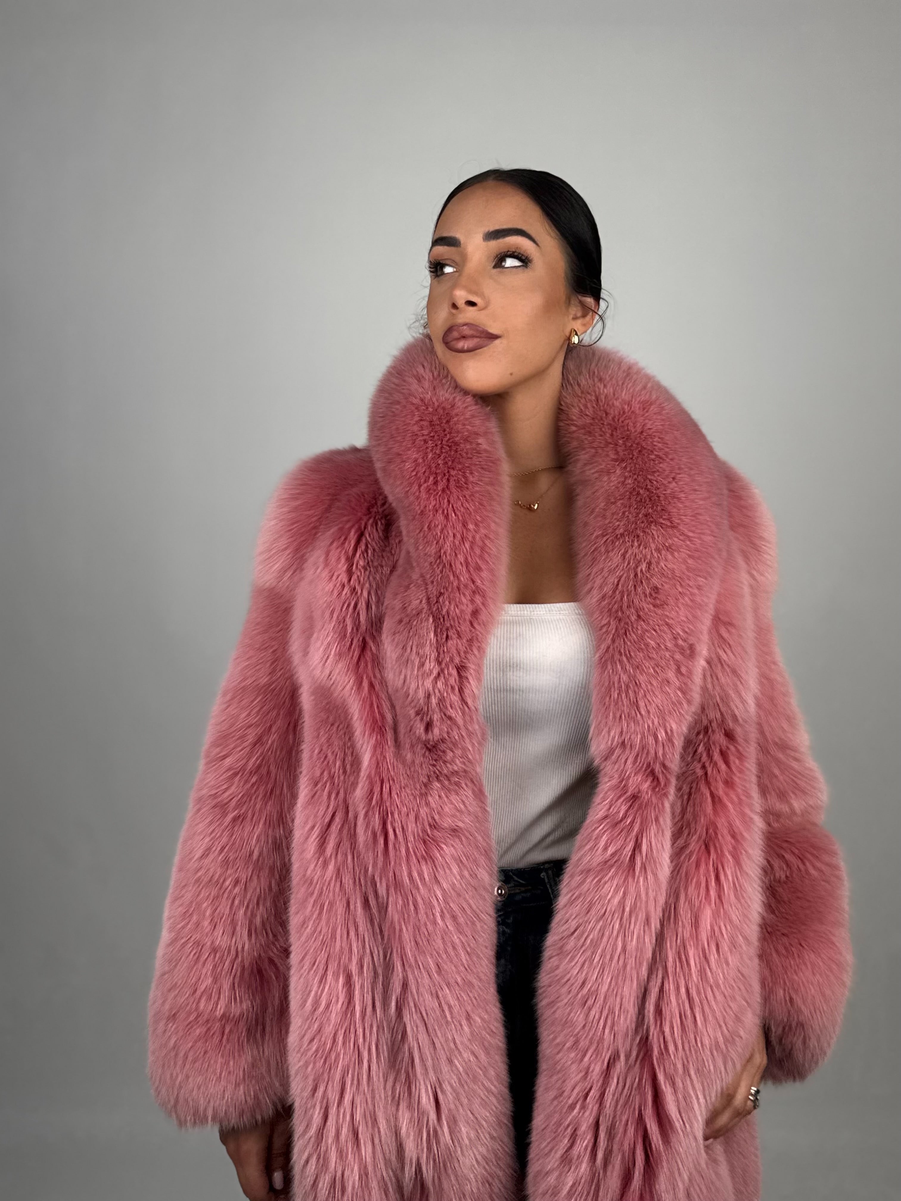 Giacca in volpe pink N586