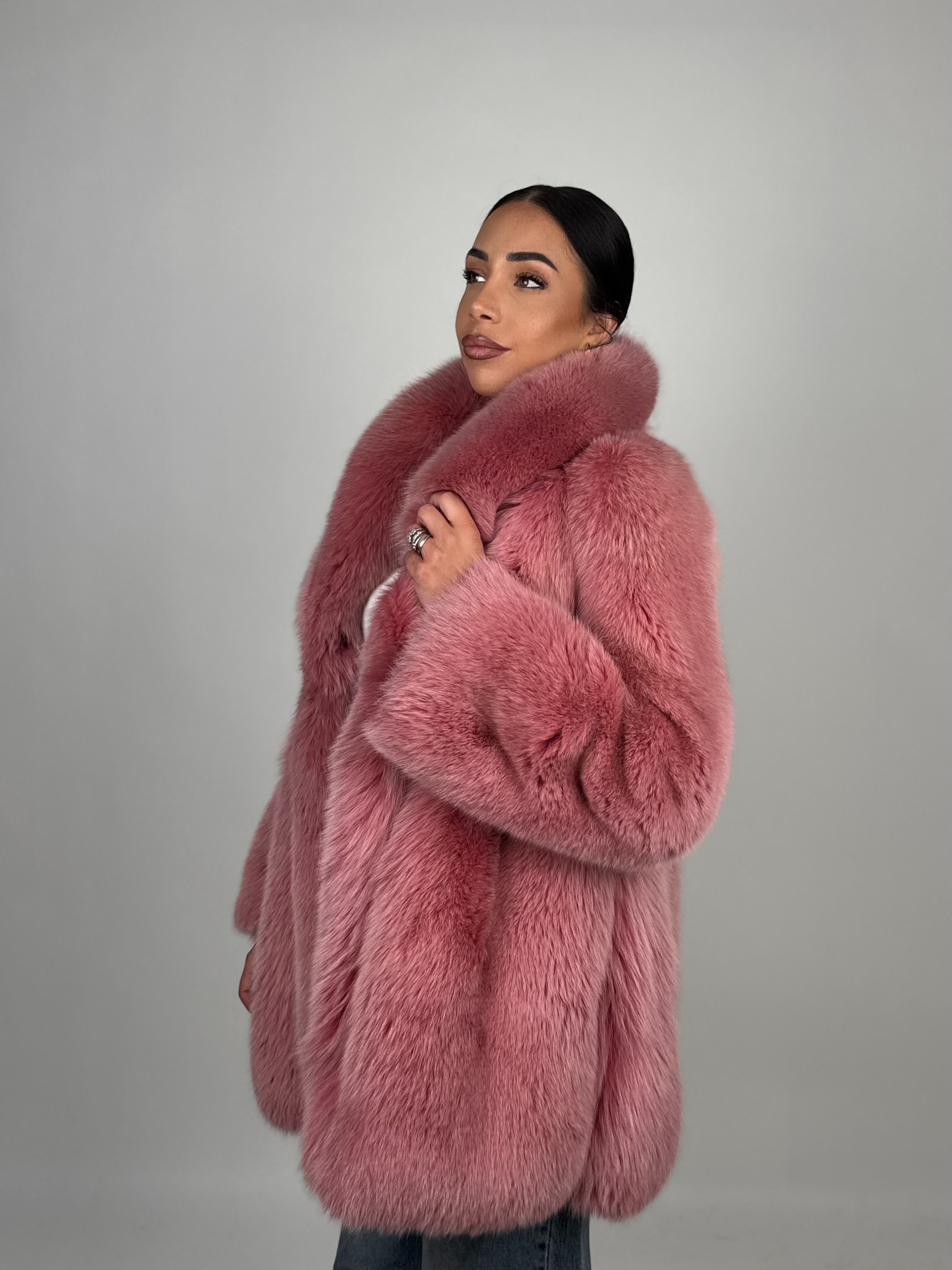 Giacca in volpe pink N586