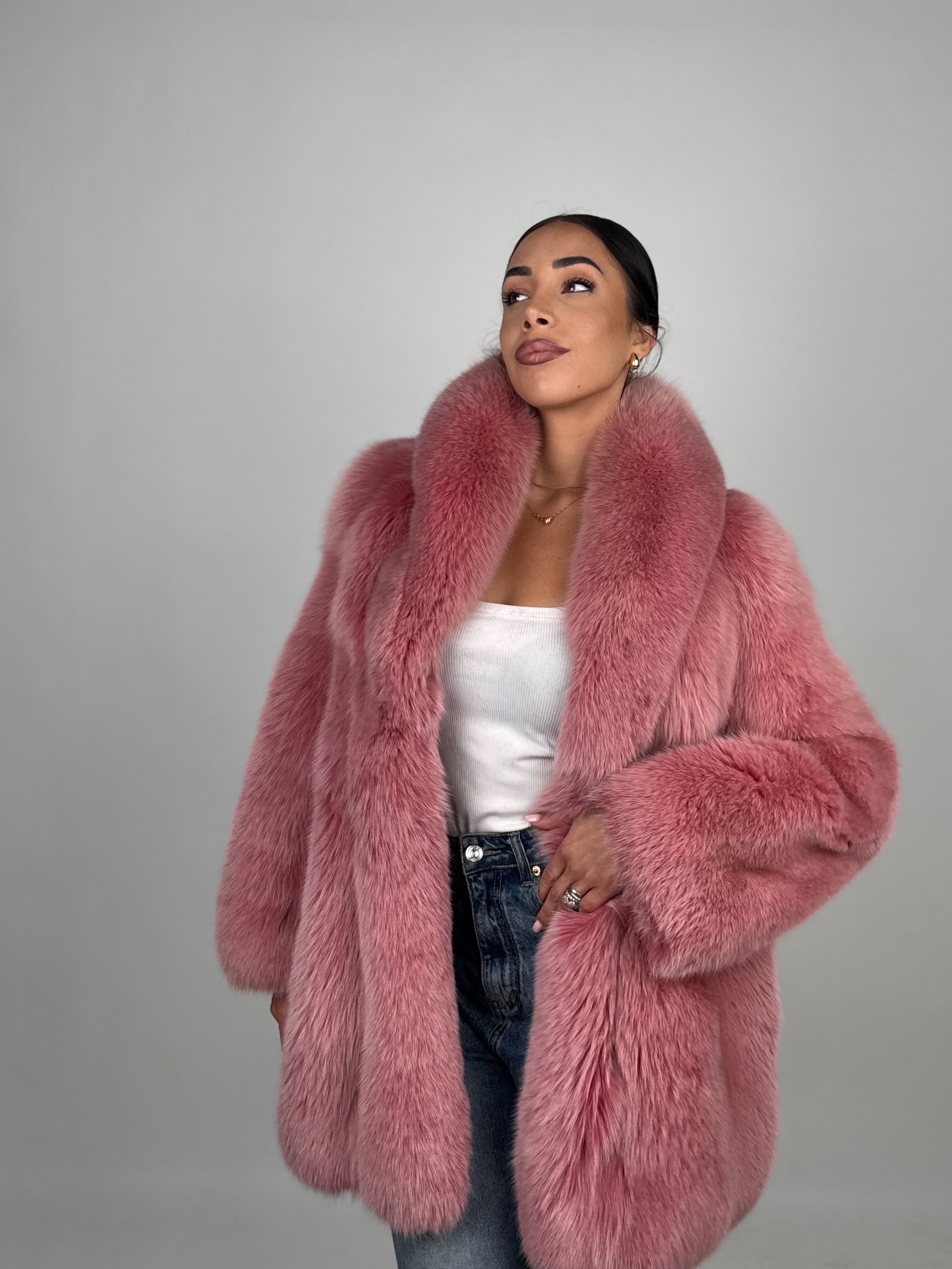 Giacca in volpe pink N586