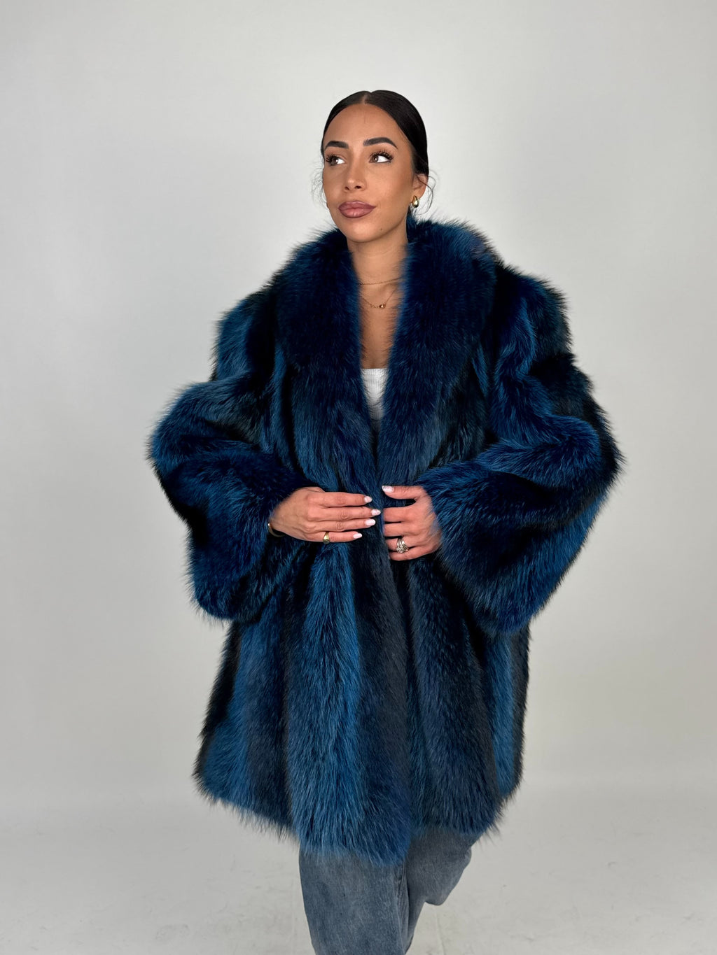 Giacca in volpe blue N587