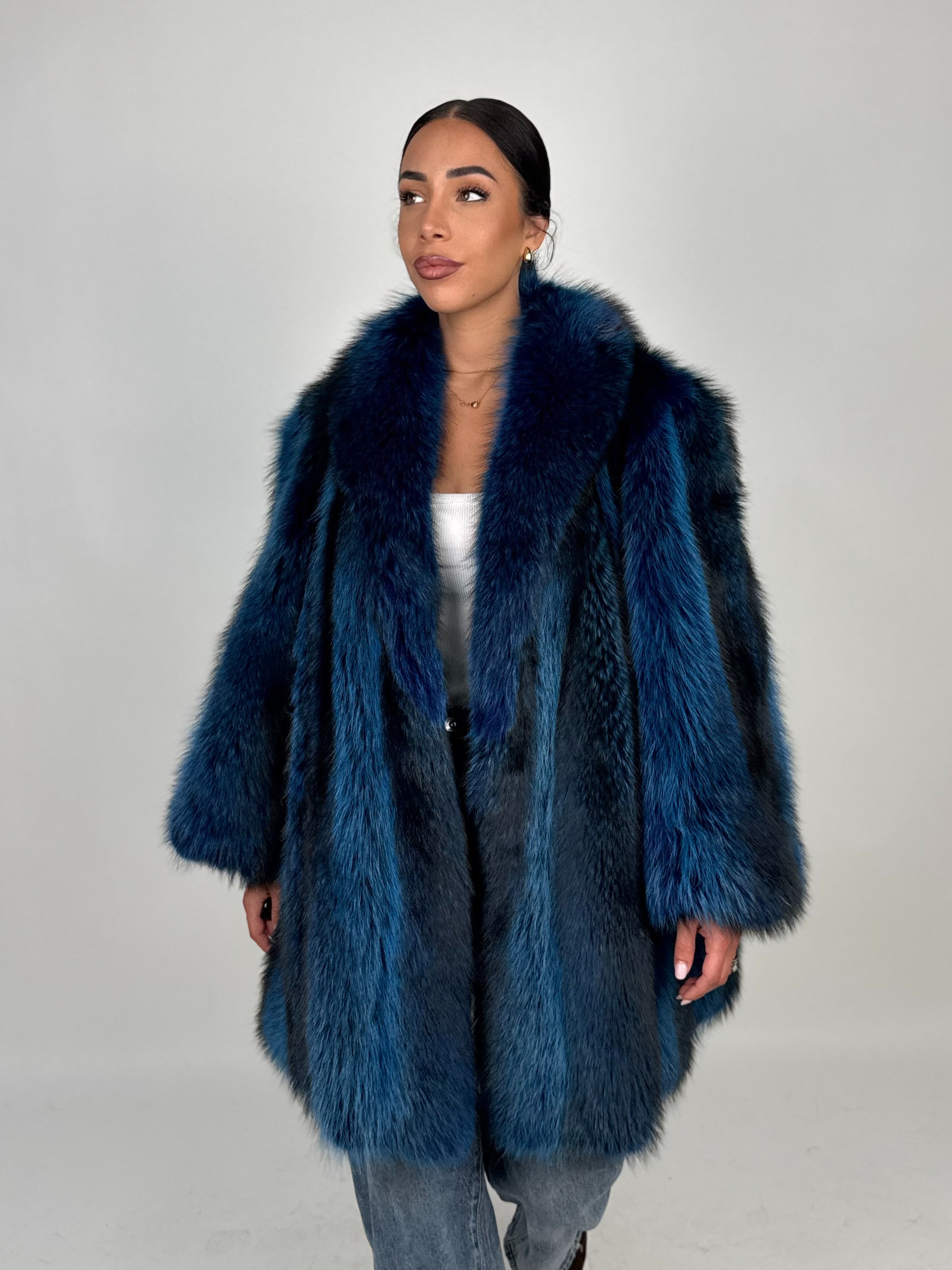 Giacca in volpe blue N587