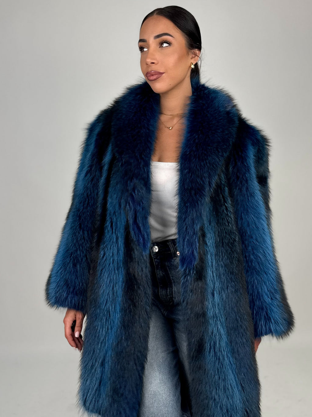 Giacca in volpe blue N587