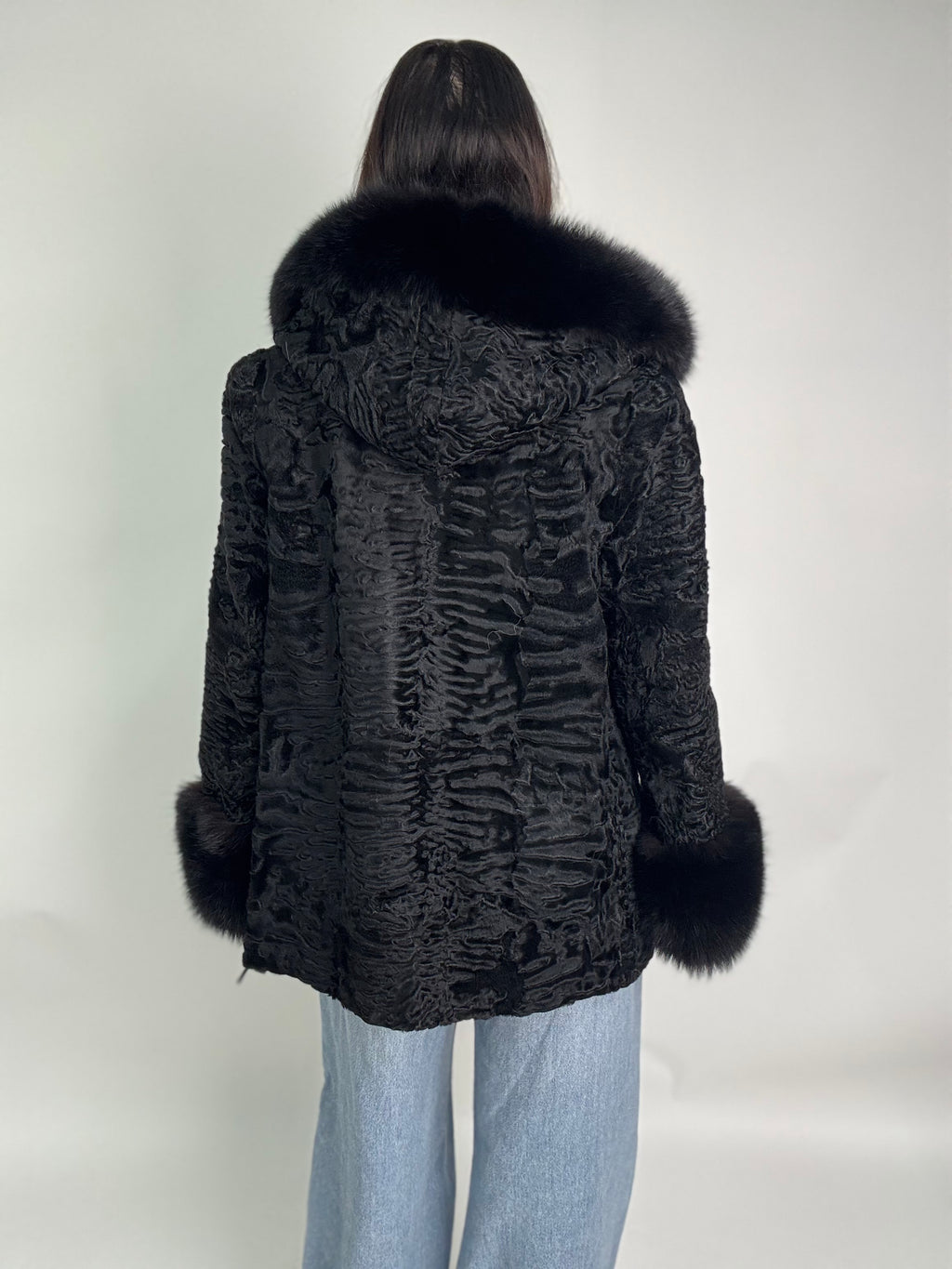 Giacca in astrakan e volpe N34