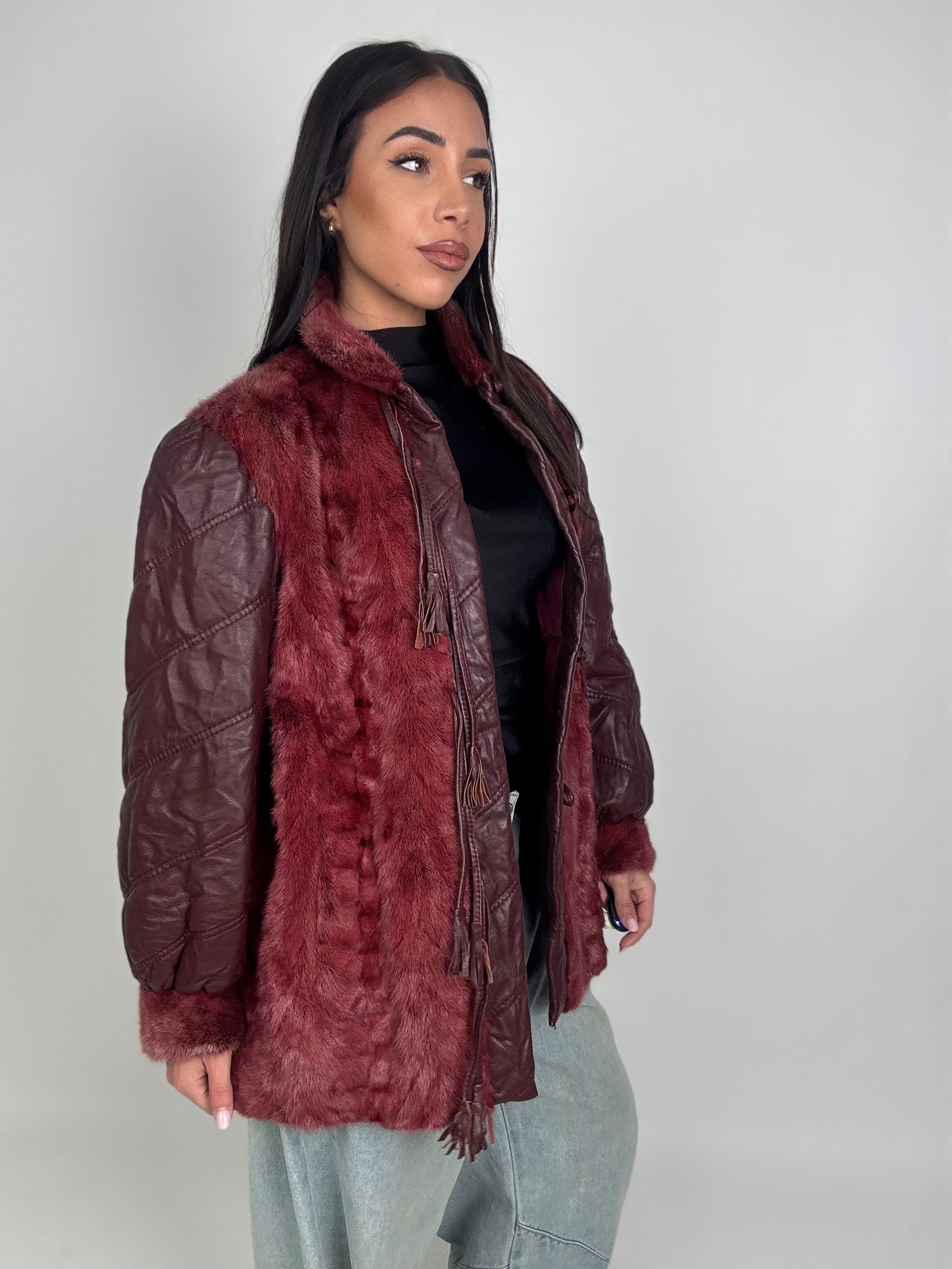 Giacca in visone e pelle N476