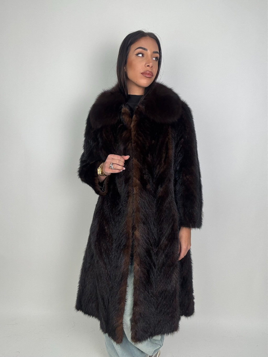 Cappotto in visone e volpe N648