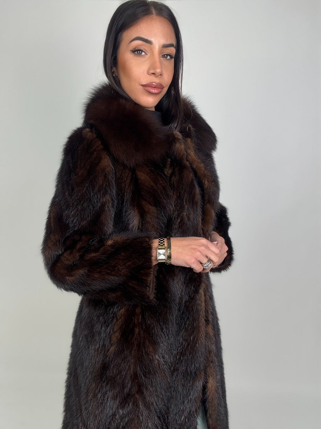 Cappotto in visone e volpe N648