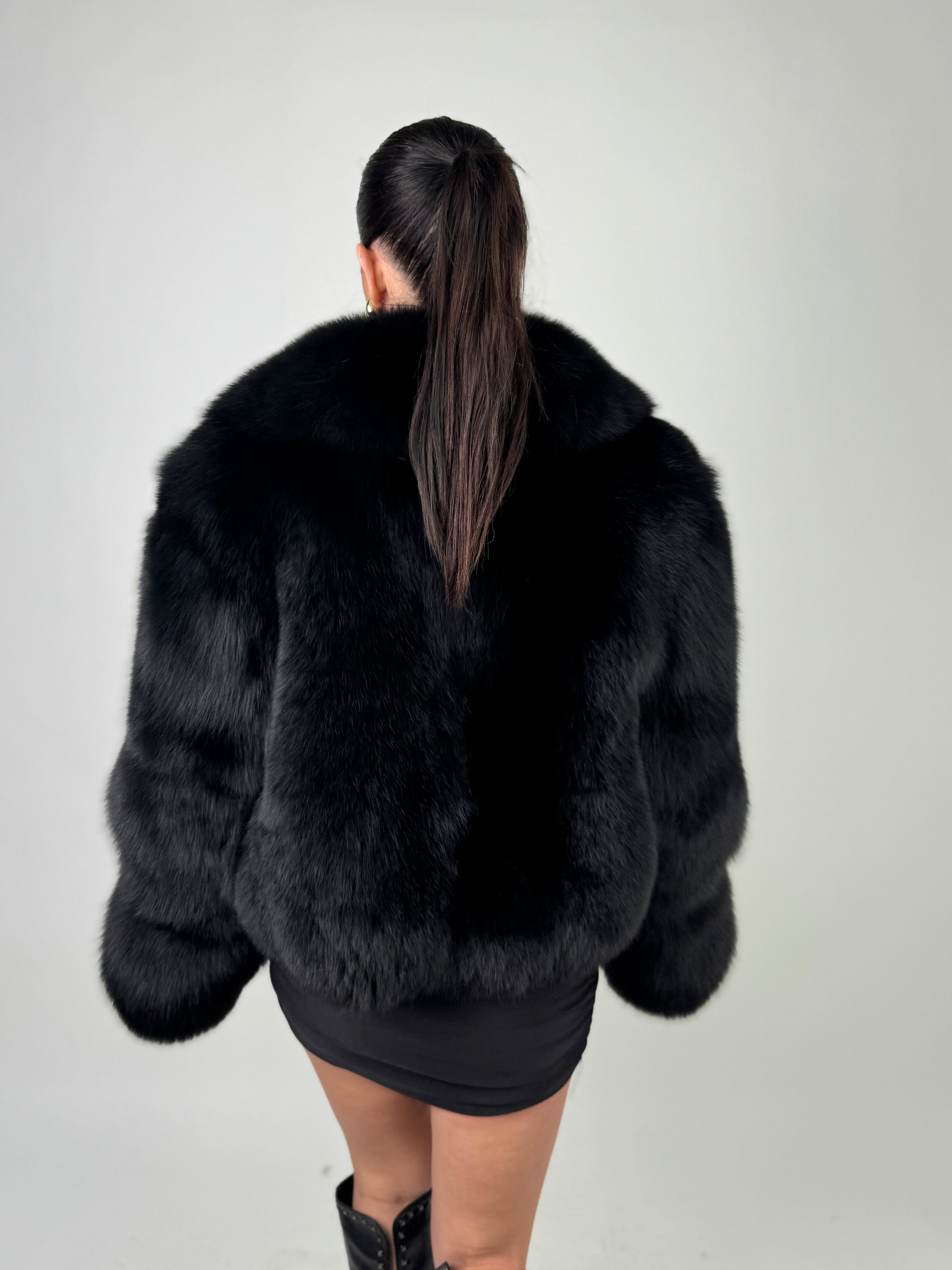 Giacca Silvie in volpe total black