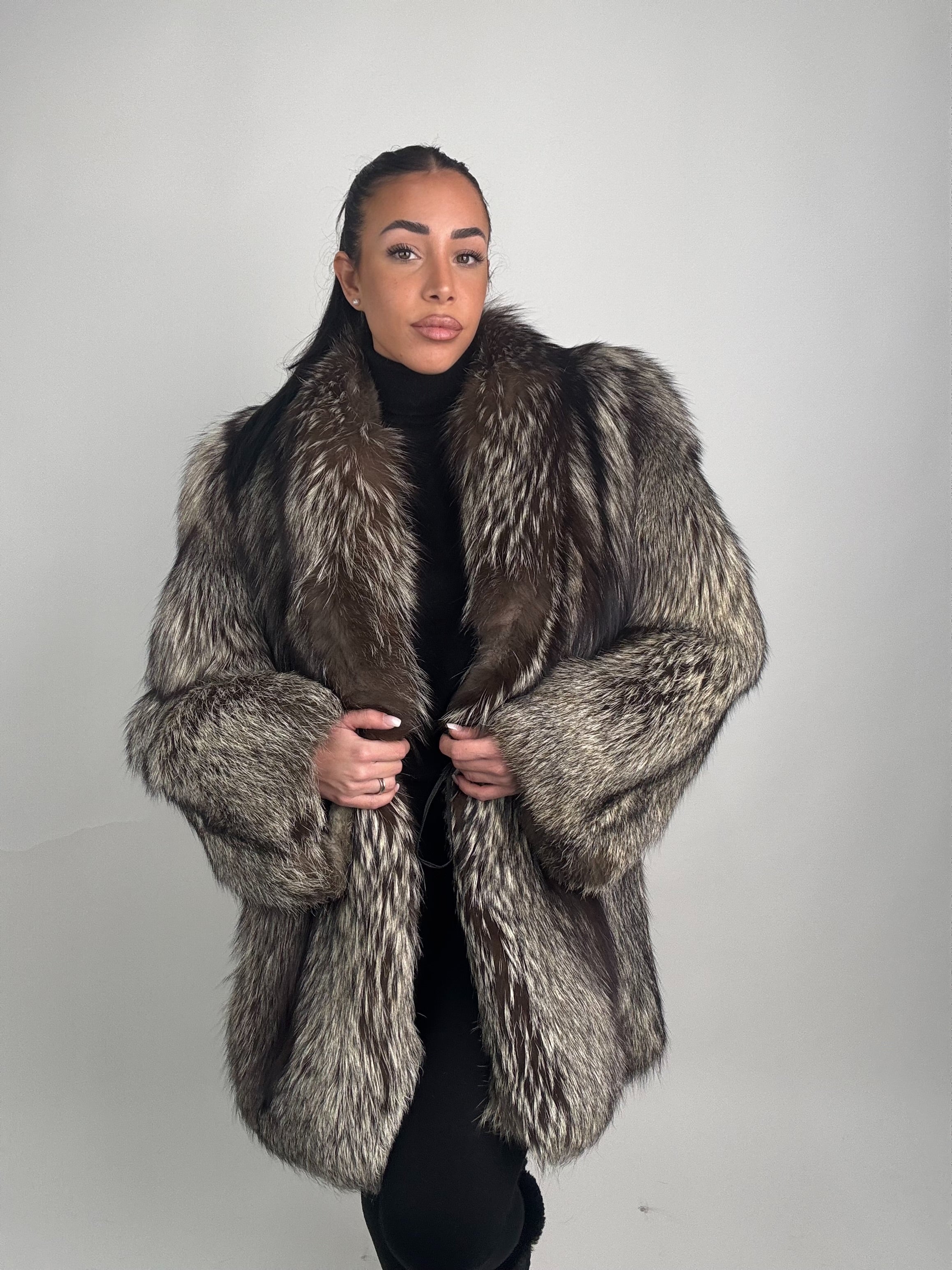 Giacca in volpe argentata N102