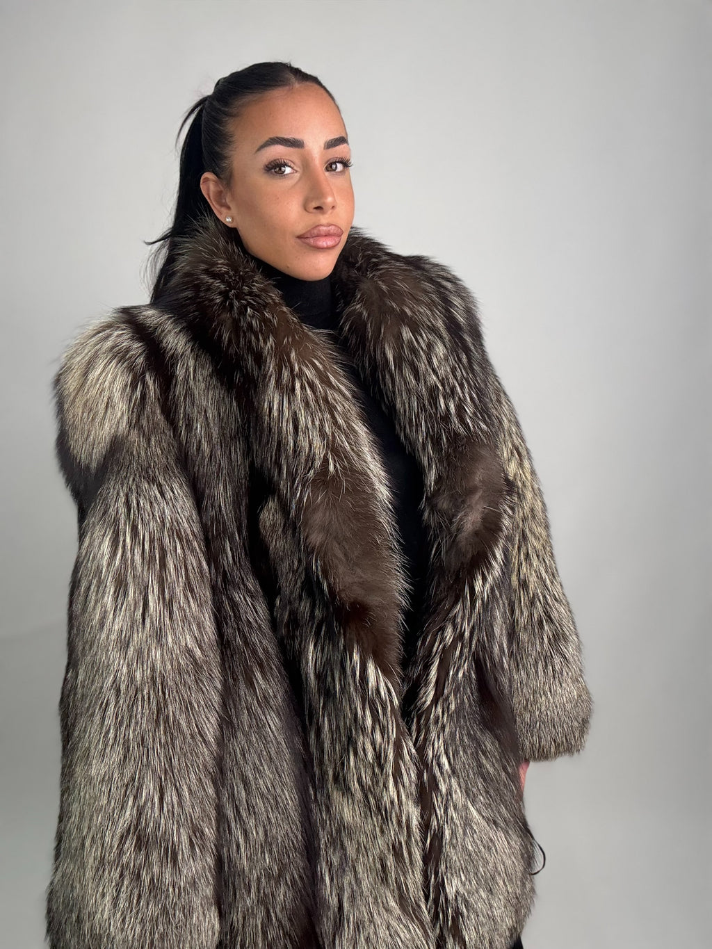 Giacca in volpe argentata N102