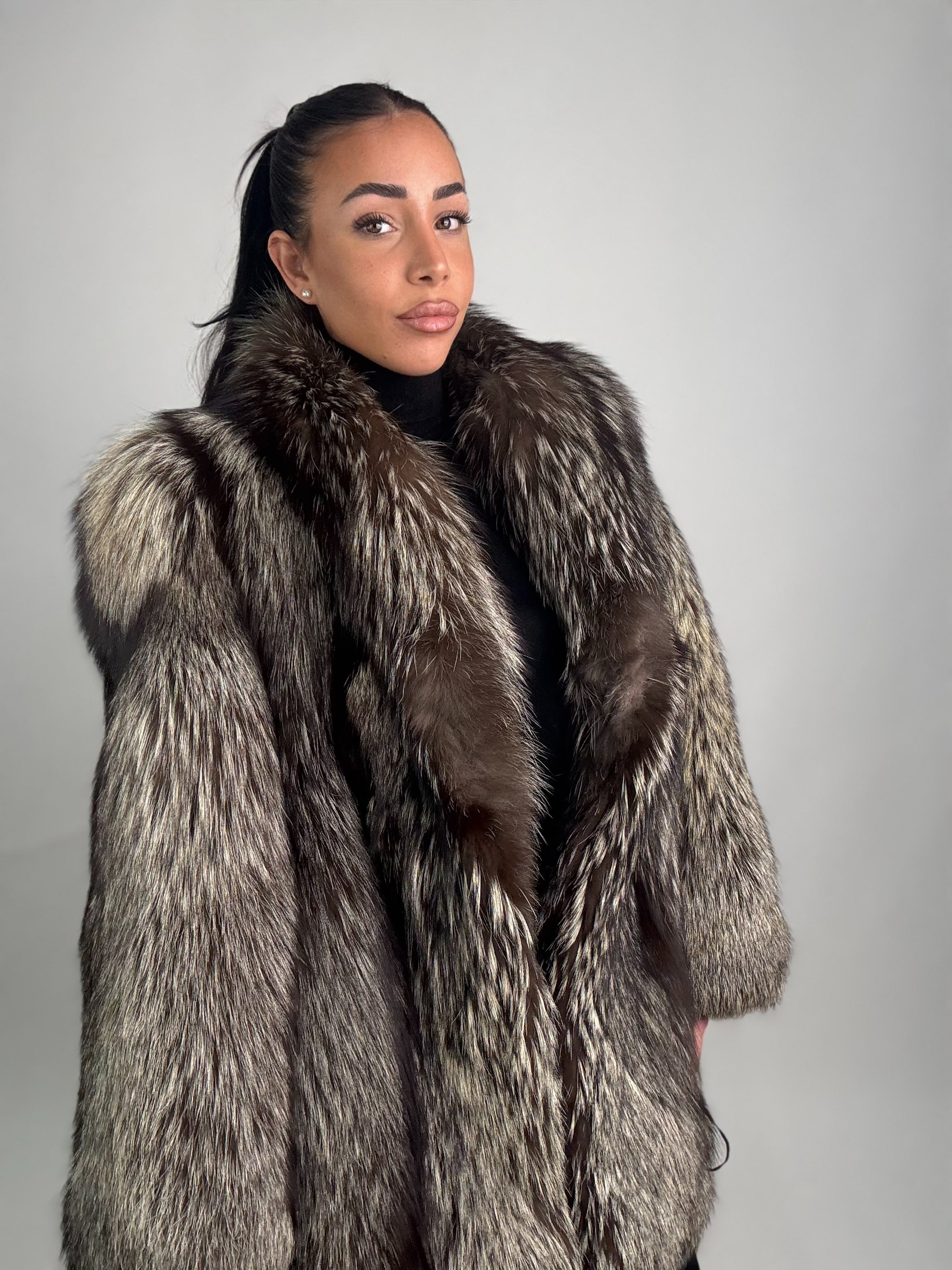 Giacca in volpe argentata N102