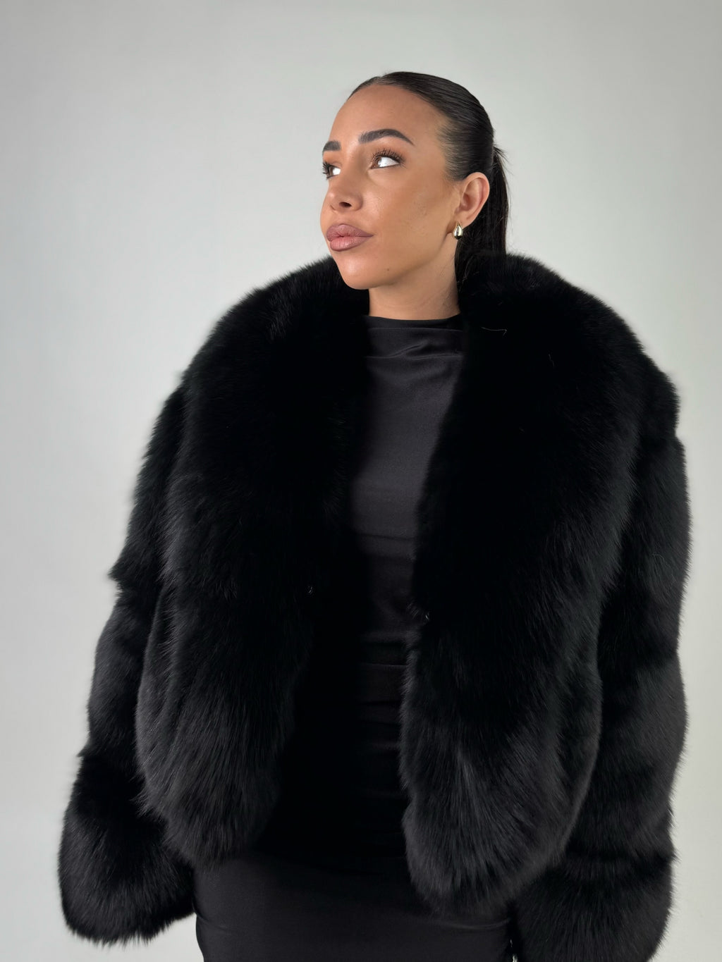 Giacca Silvie in volpe total black