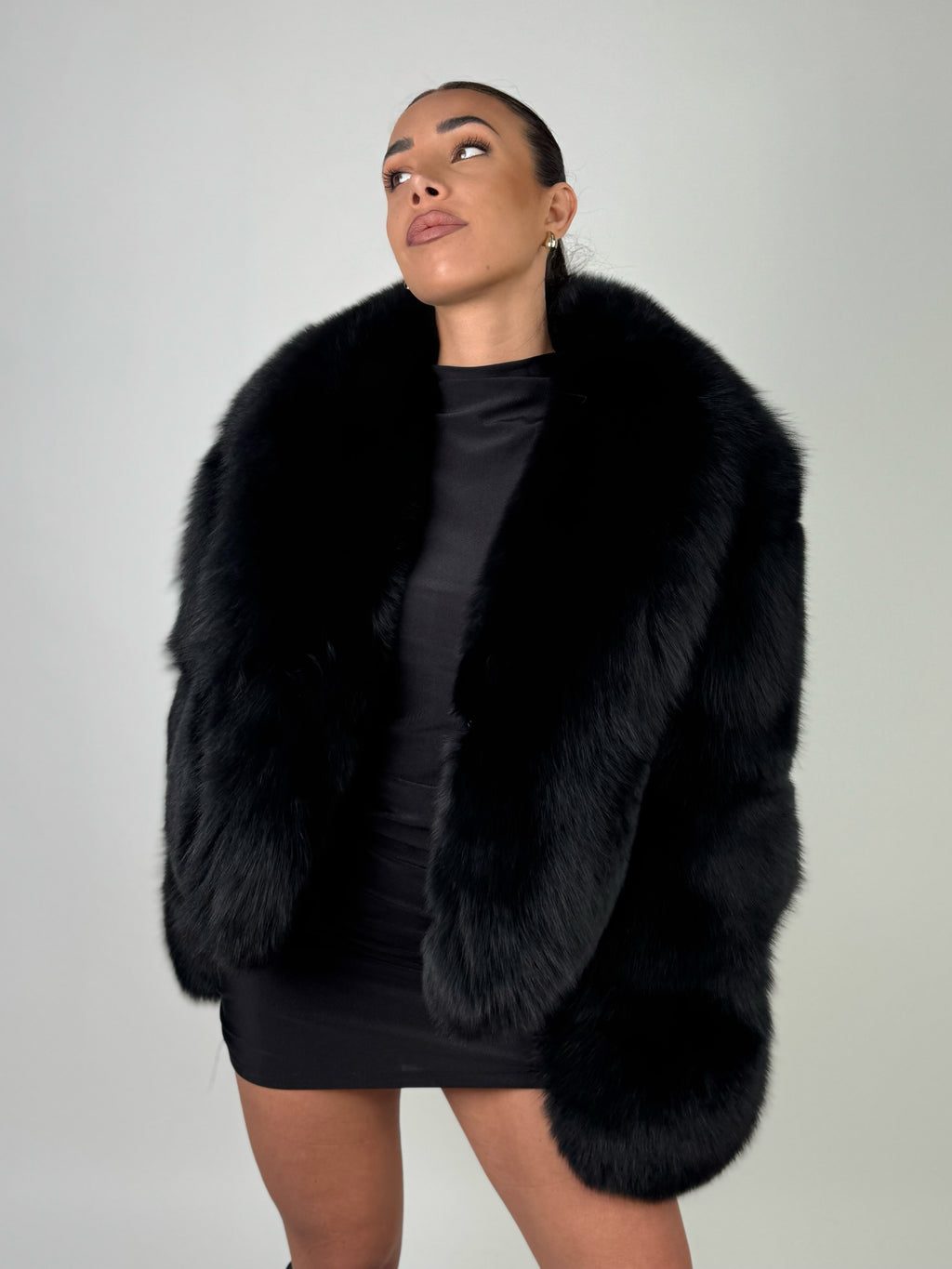 Giacca Silvie in volpe total black