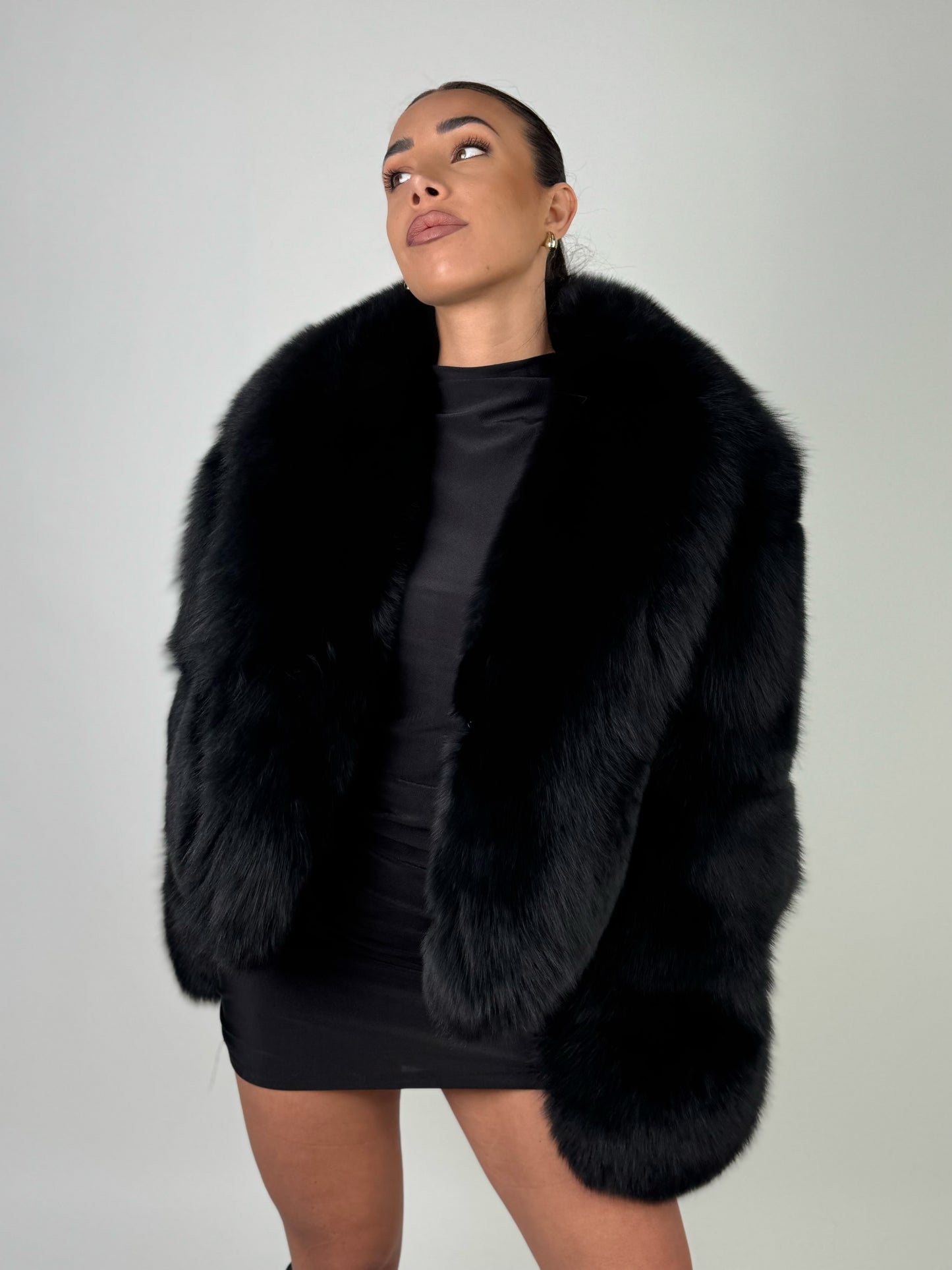 Giacca Silvie in volpe total black