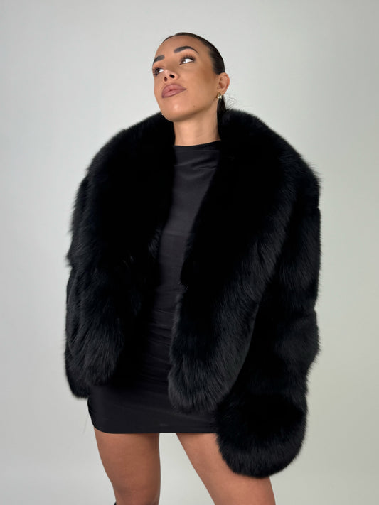 Giacca Silvie in volpe total black