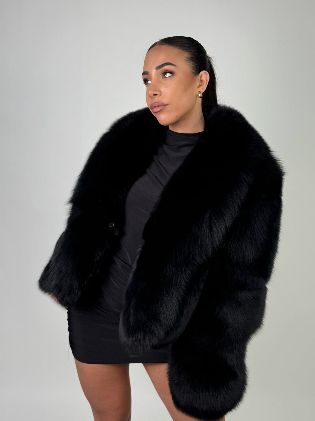 Giacca Silvie in volpe total black