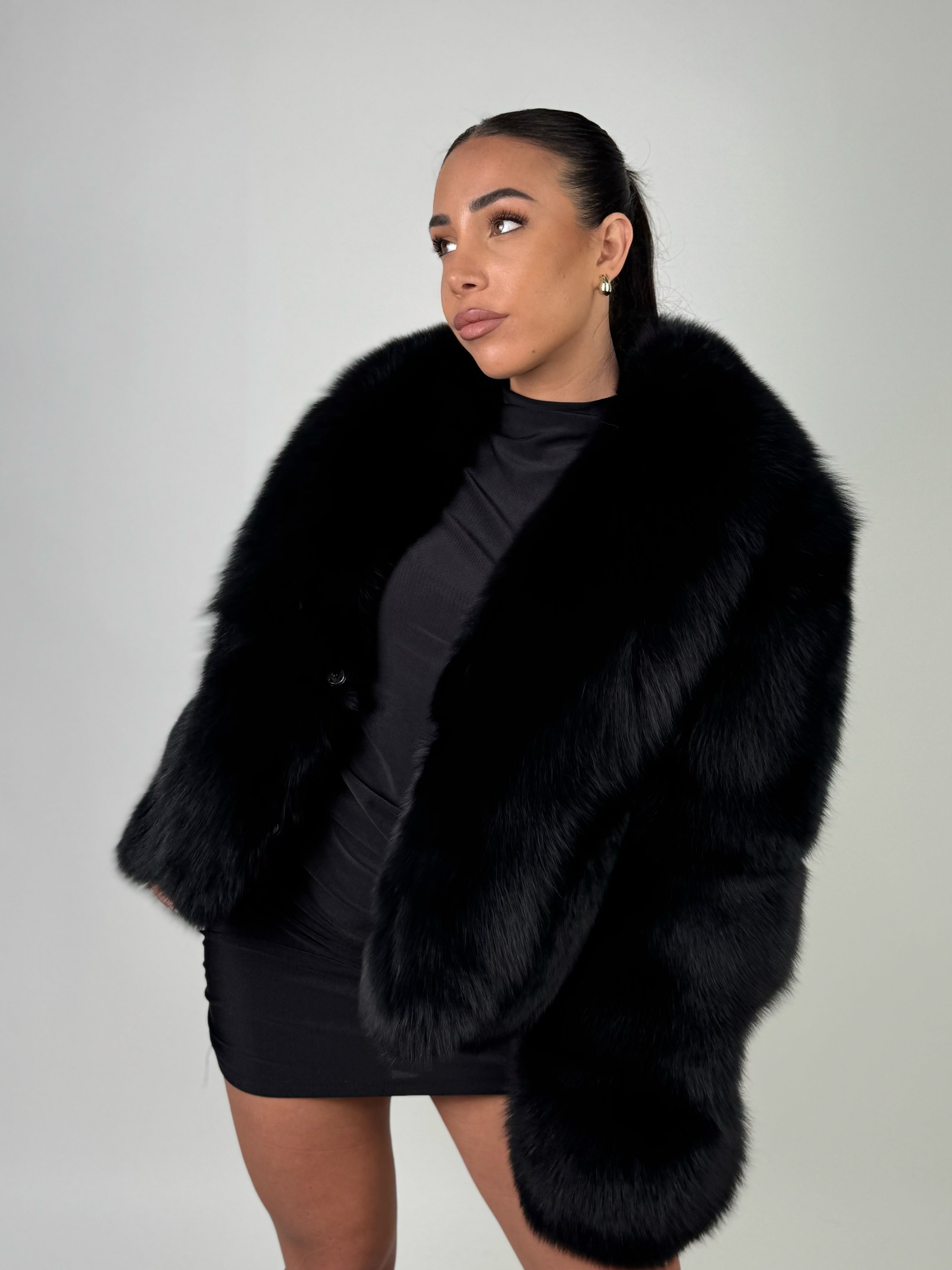 Giacca Silvie in volpe total black