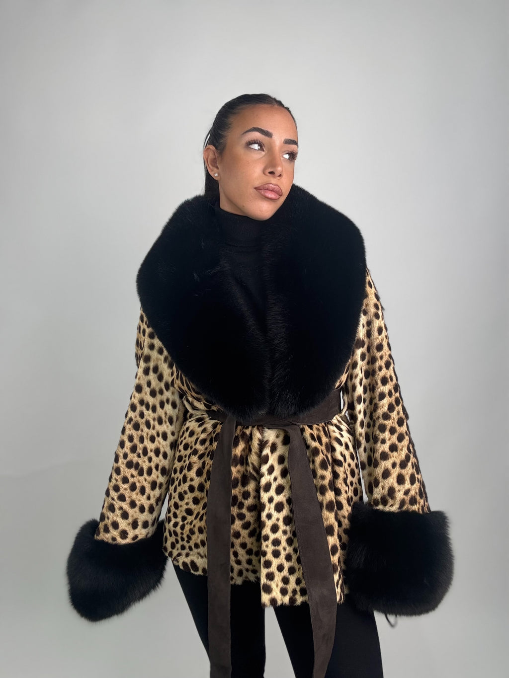 Giacca in leopardo e volpe