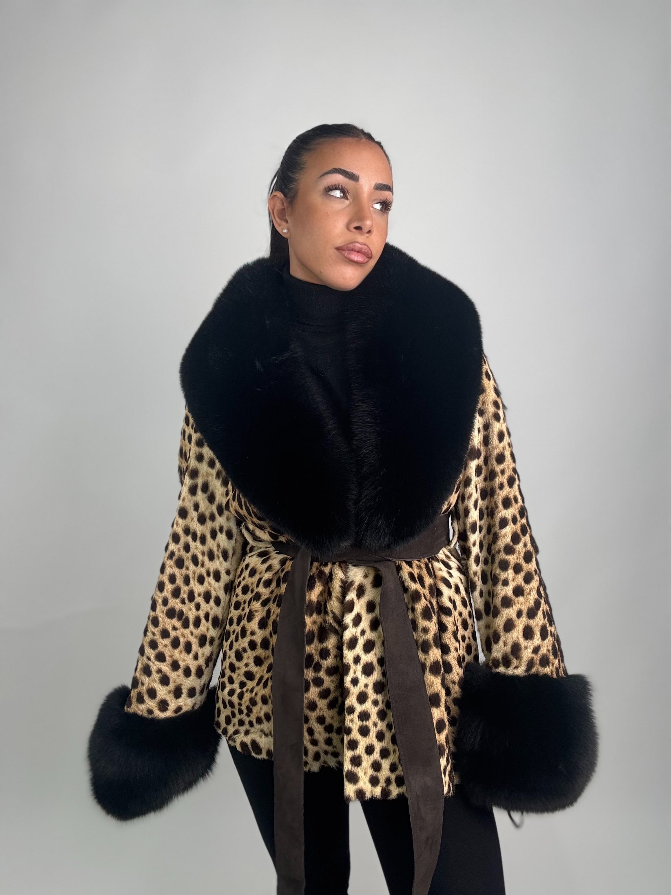 Giacca in leopardo e volpe