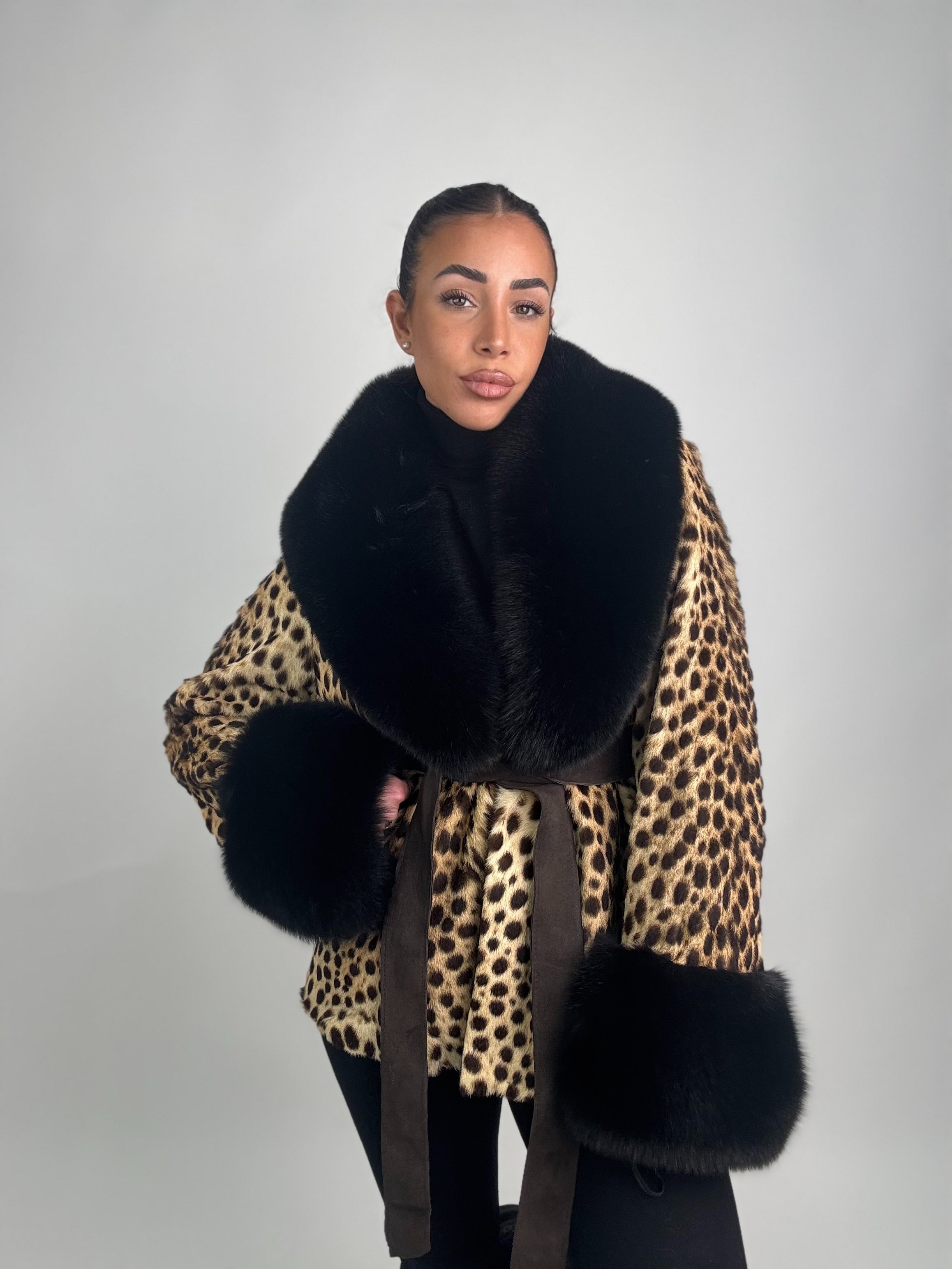 Giacca in leopardo e volpe