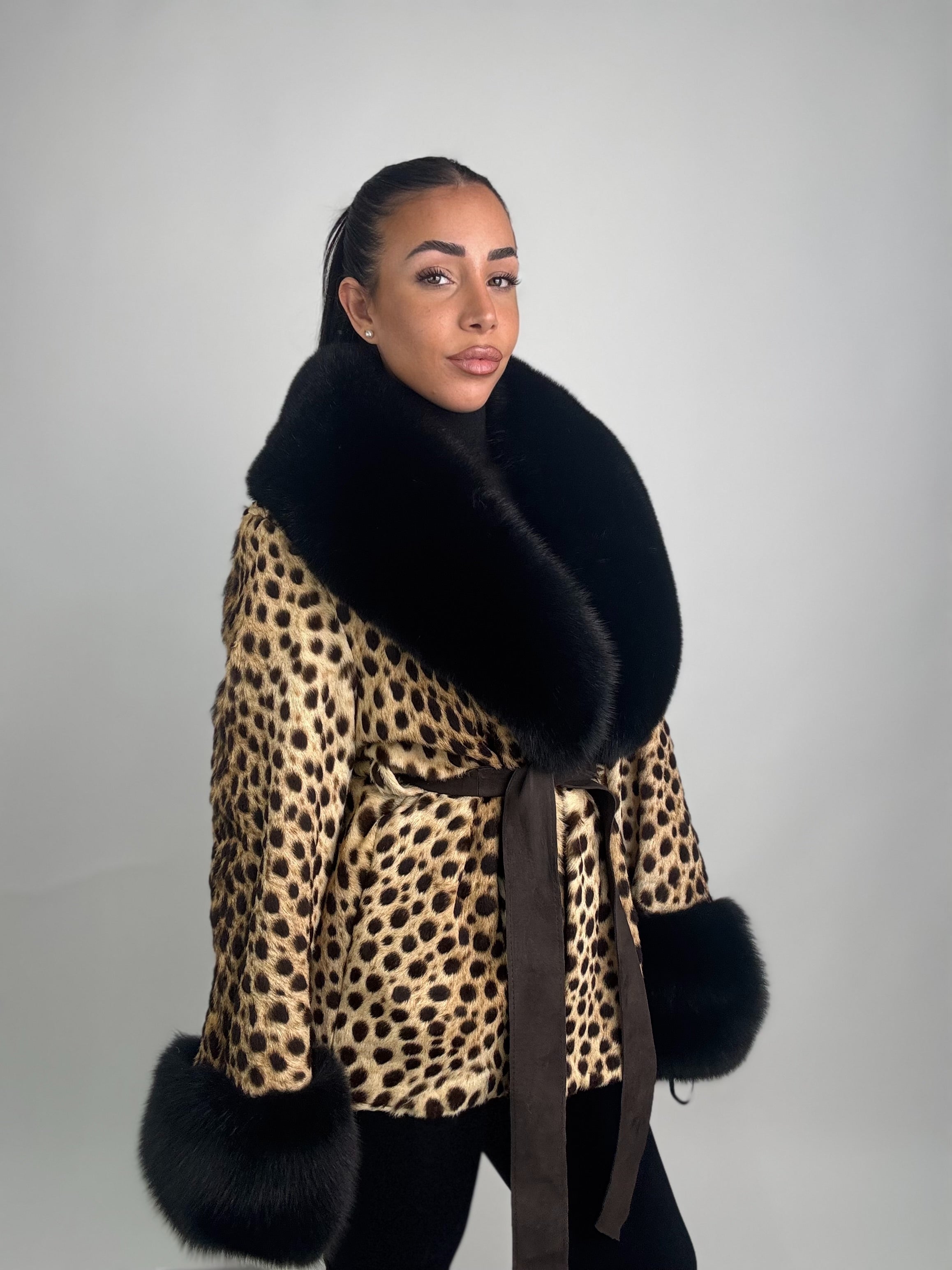 Giacca in leopardo e volpe