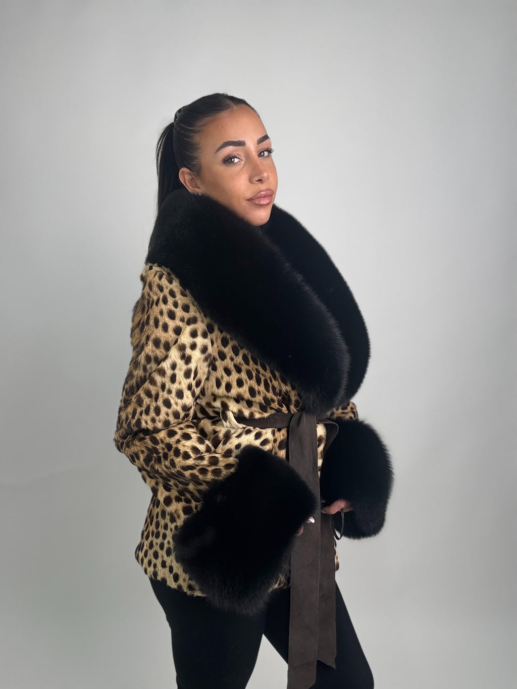 Giacca in leopardo e volpe