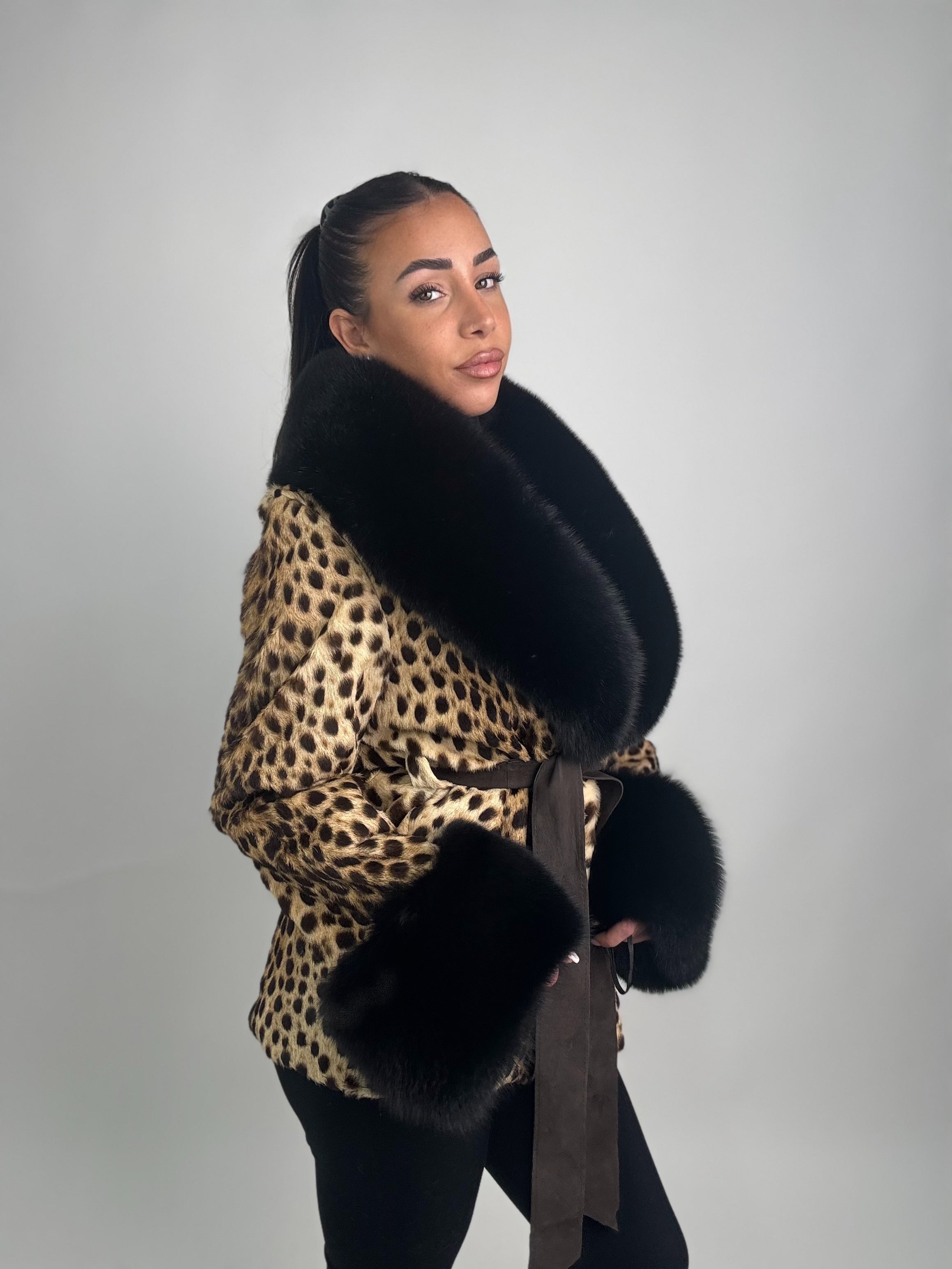 Giacca in leopardo e volpe