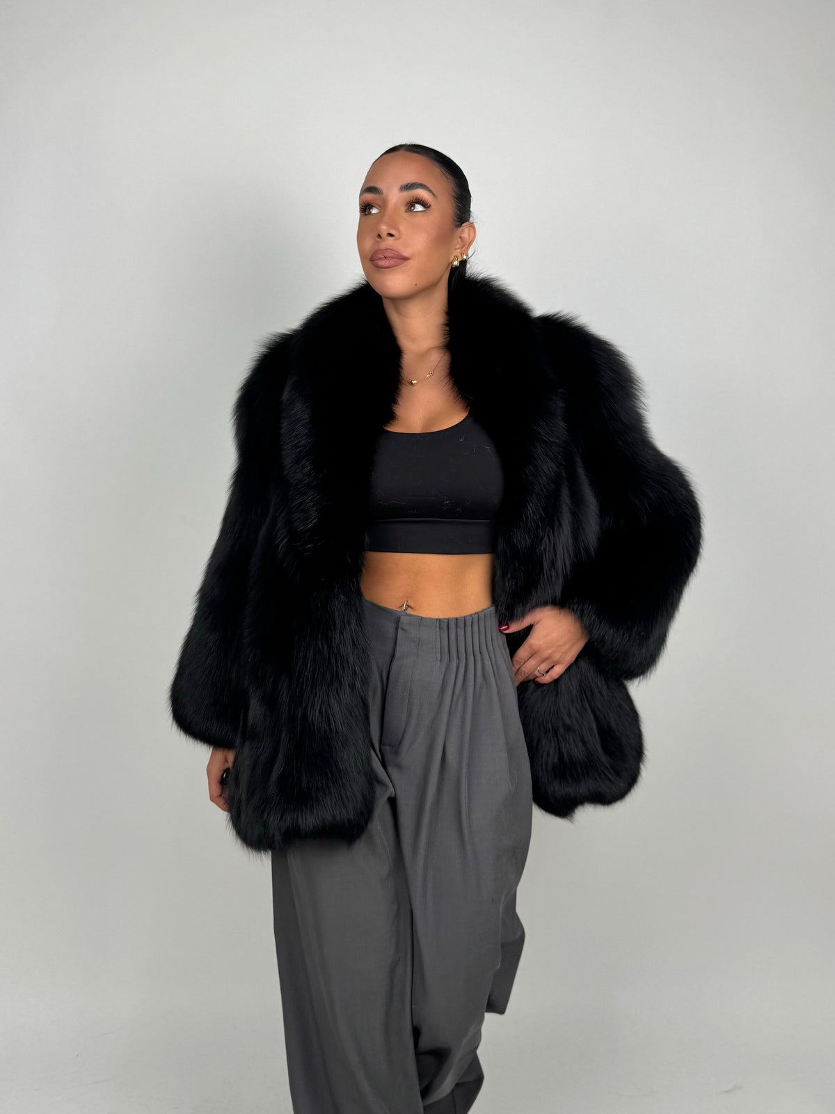 Giacca in volpe black N226