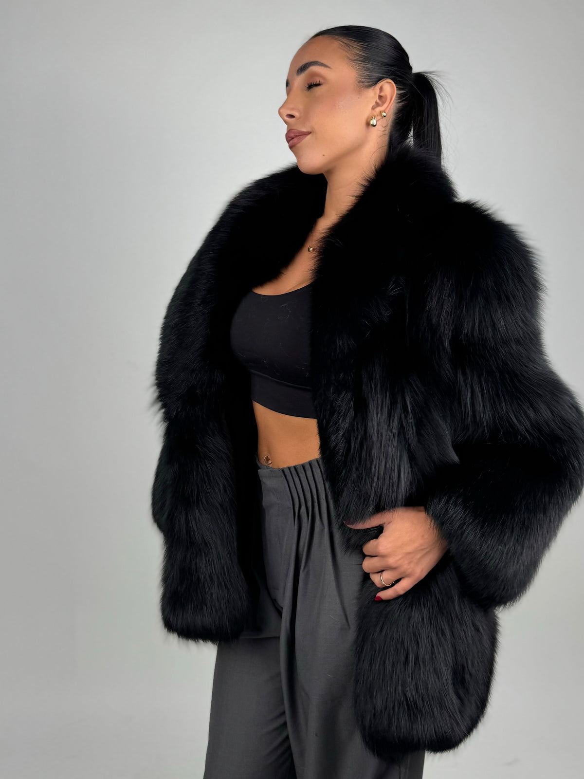 Giacca in volpe black N226