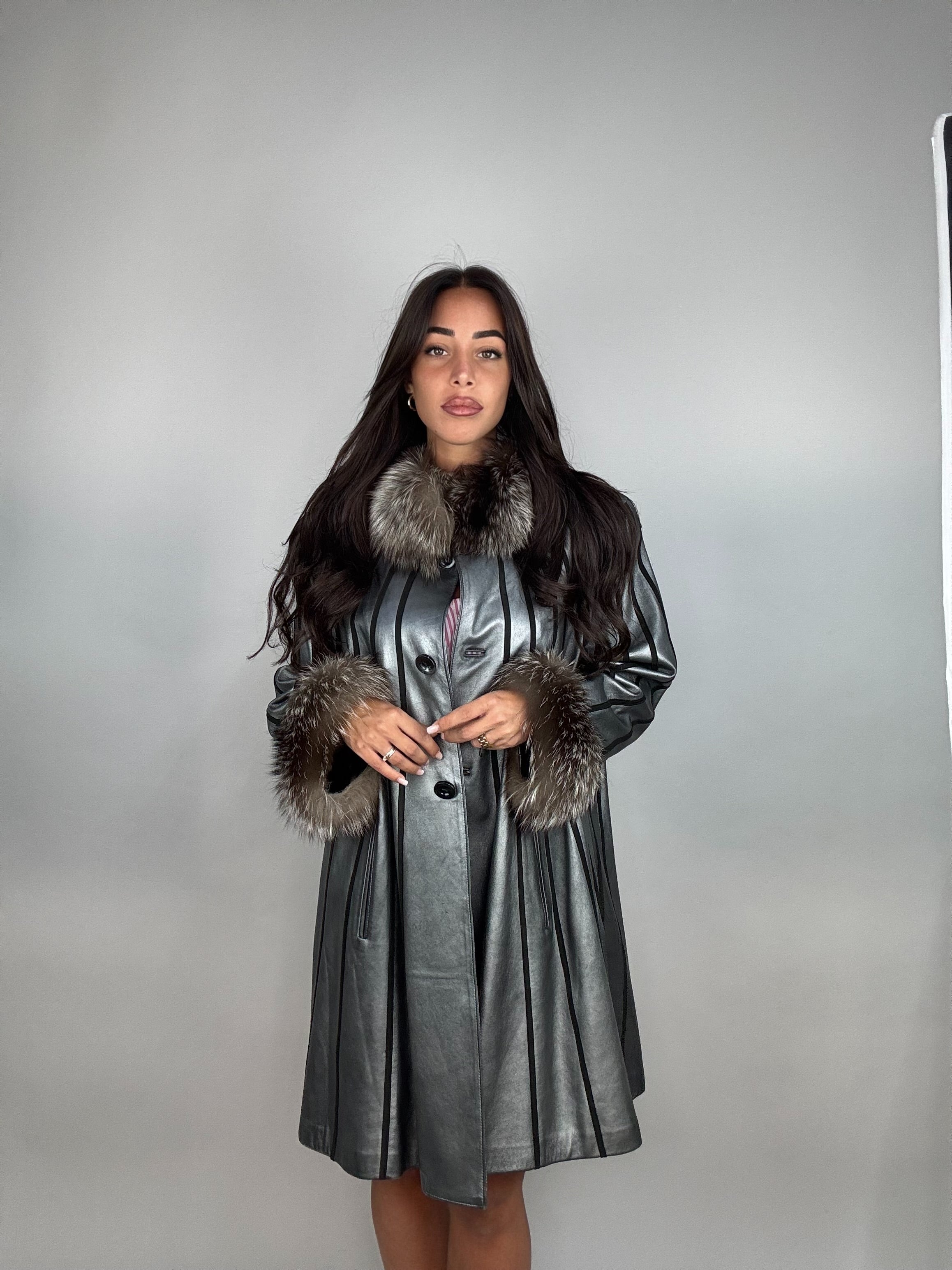 Cappotto in pelle e volpe