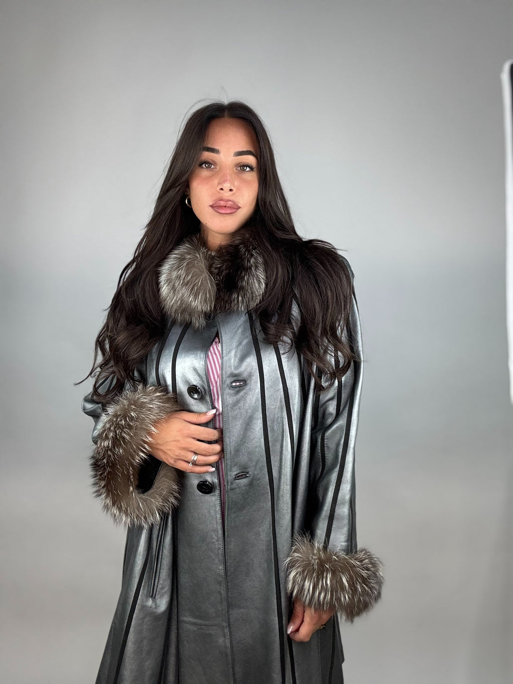 Cappotto in pelle e volpe