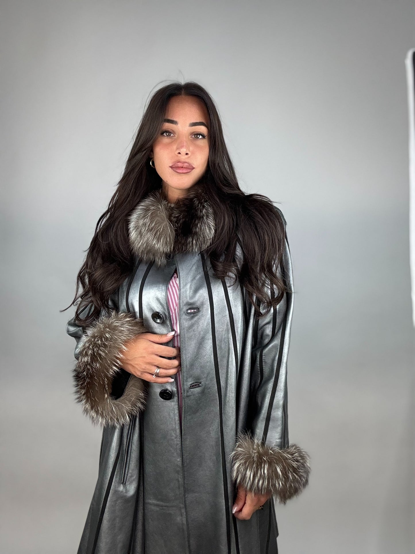 Cappotto in pelle e volpe
