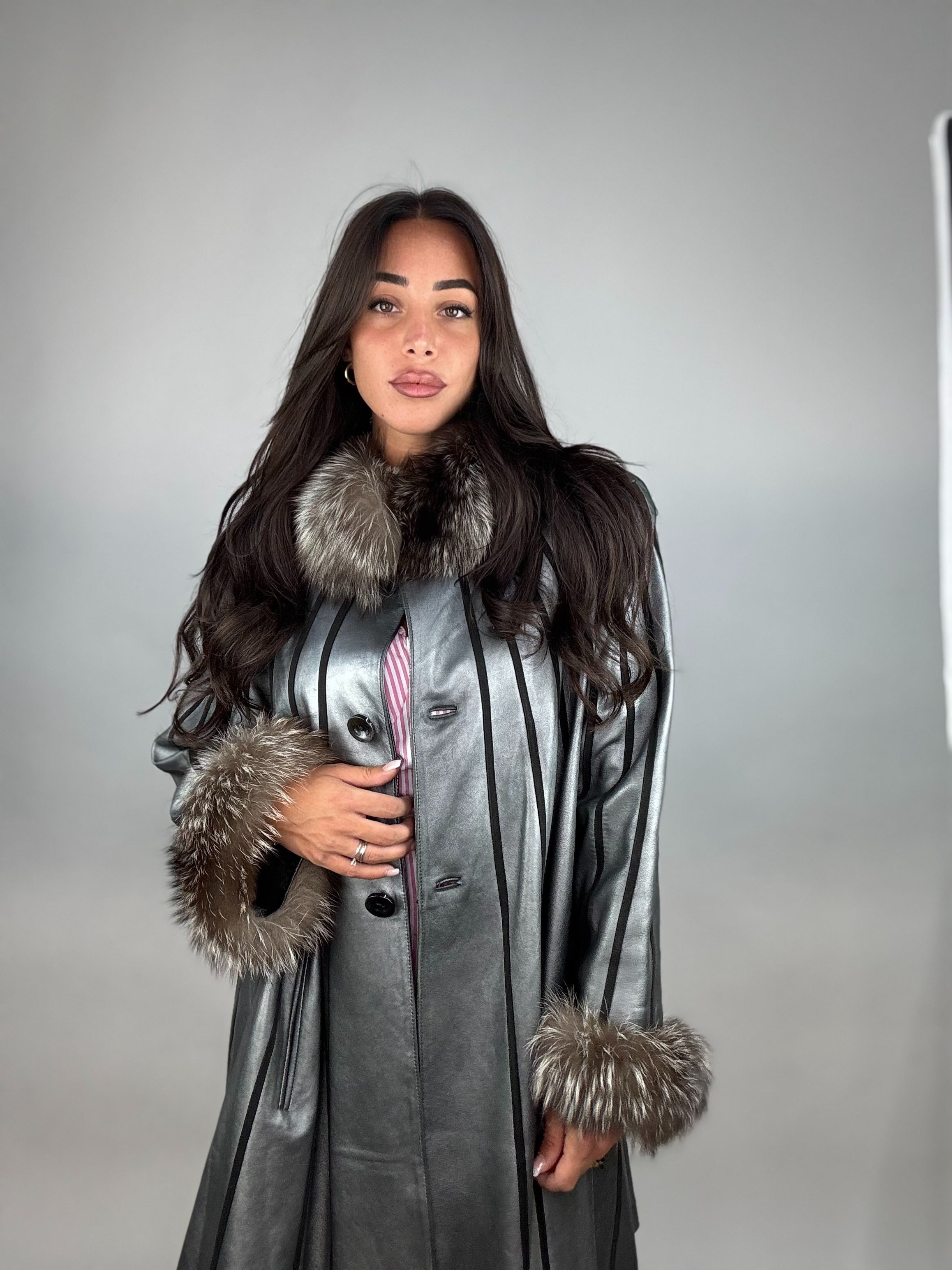 Cappotto in pelle e volpe